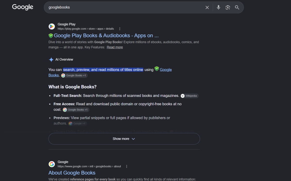 Google Search for Googlebooks 2