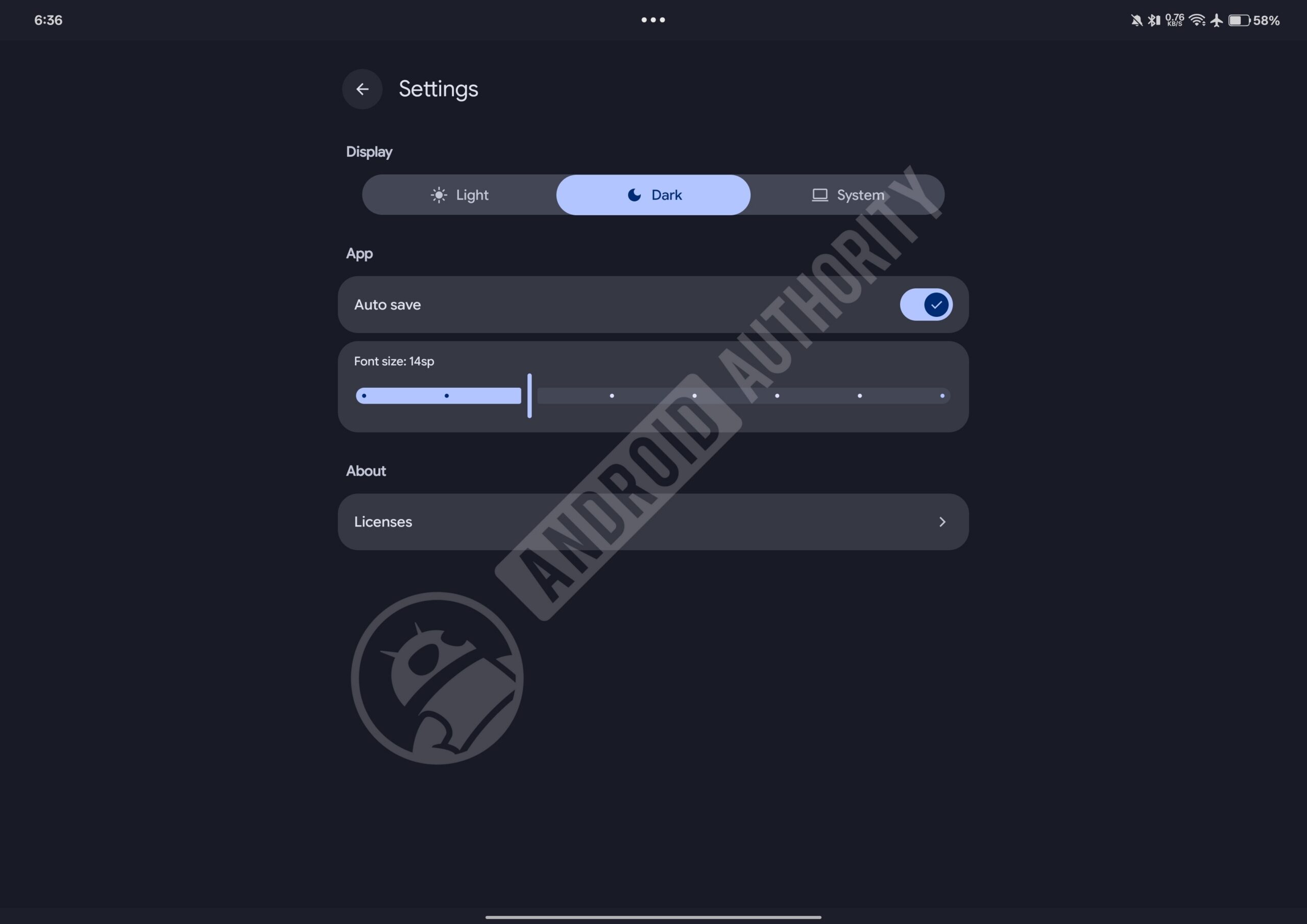Googlebooks tablet text editor dark mode settings AD watermarked