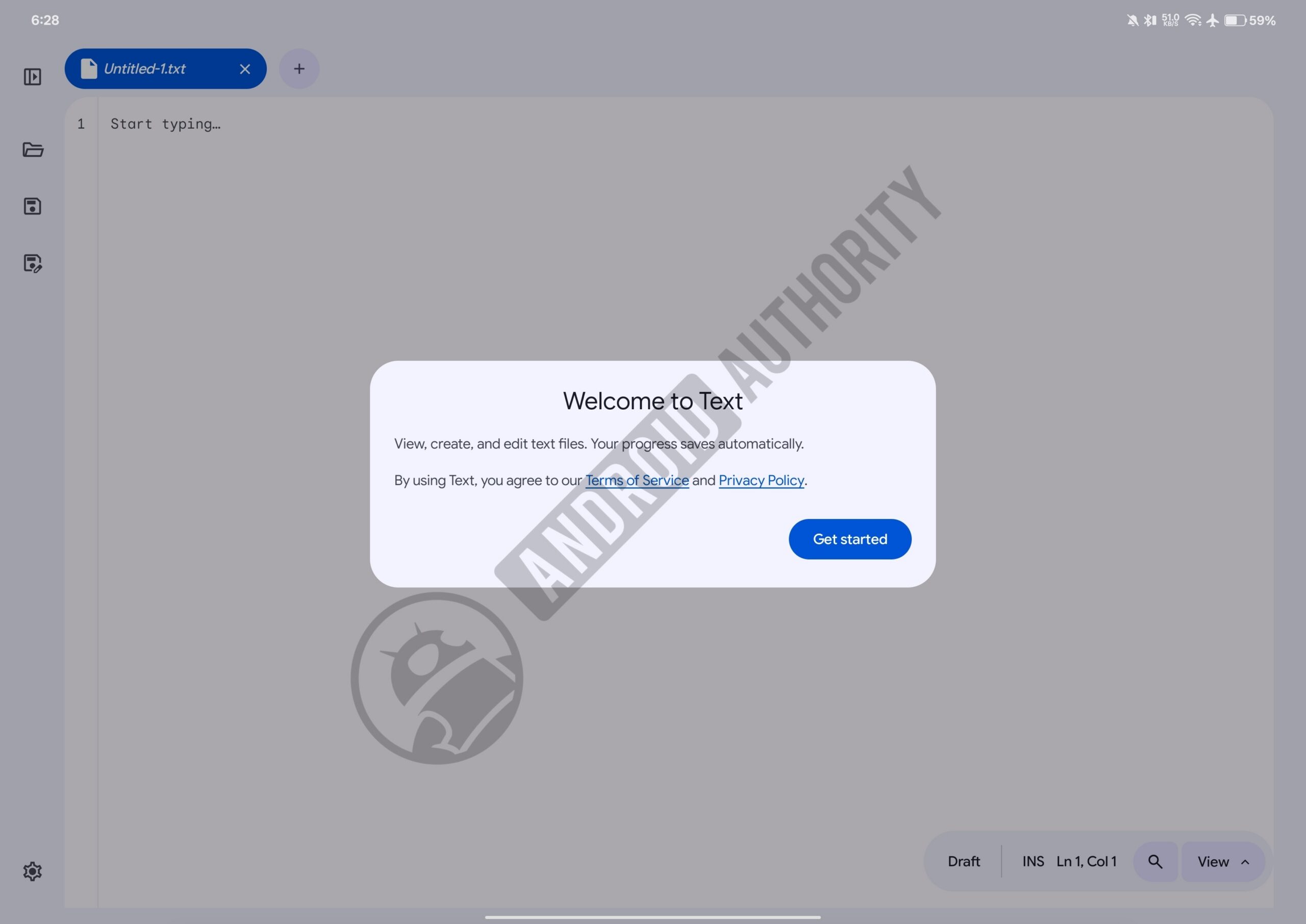 Googlebooks tablet text editor welcome AD watermarked