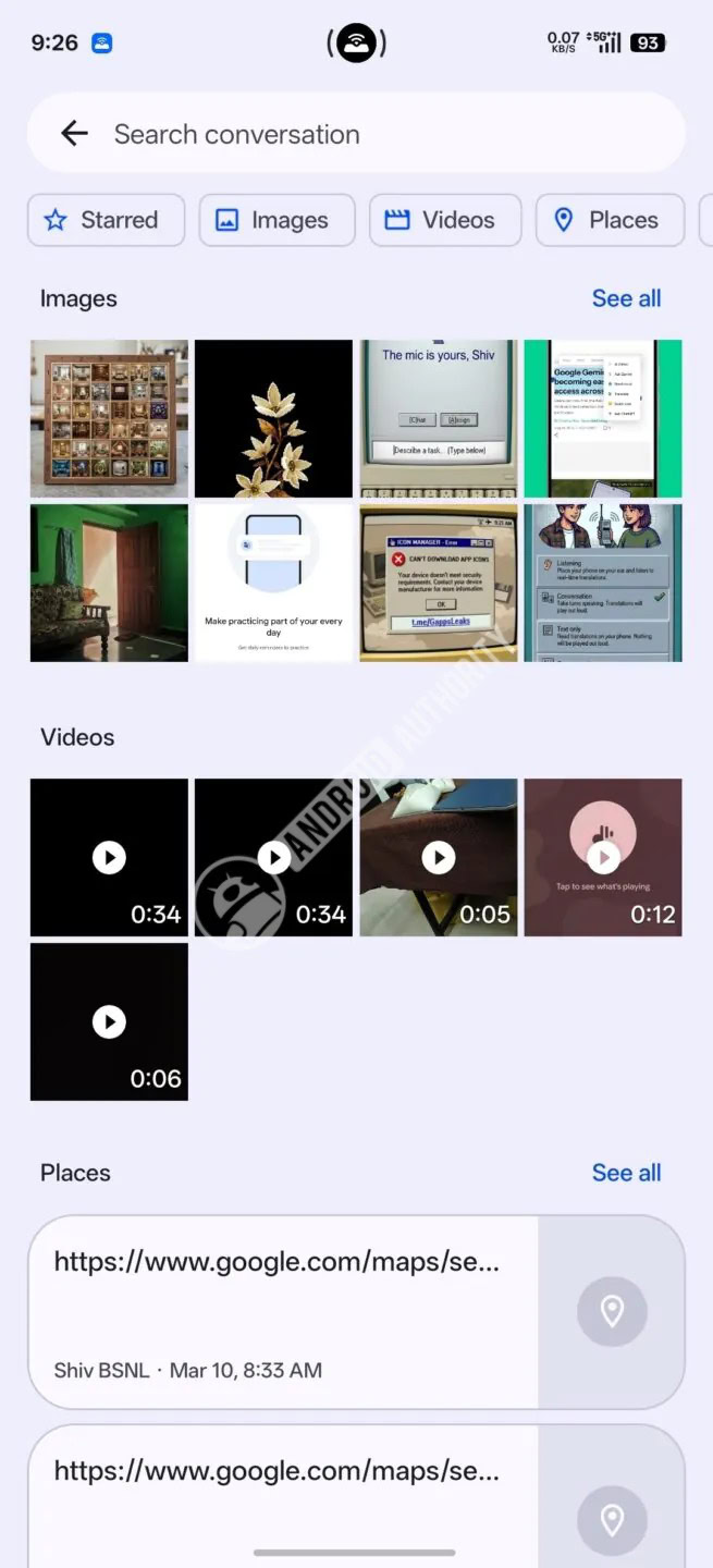 Old Google Messages Search option inside individual chat 655w 1440h.jpg watermarked