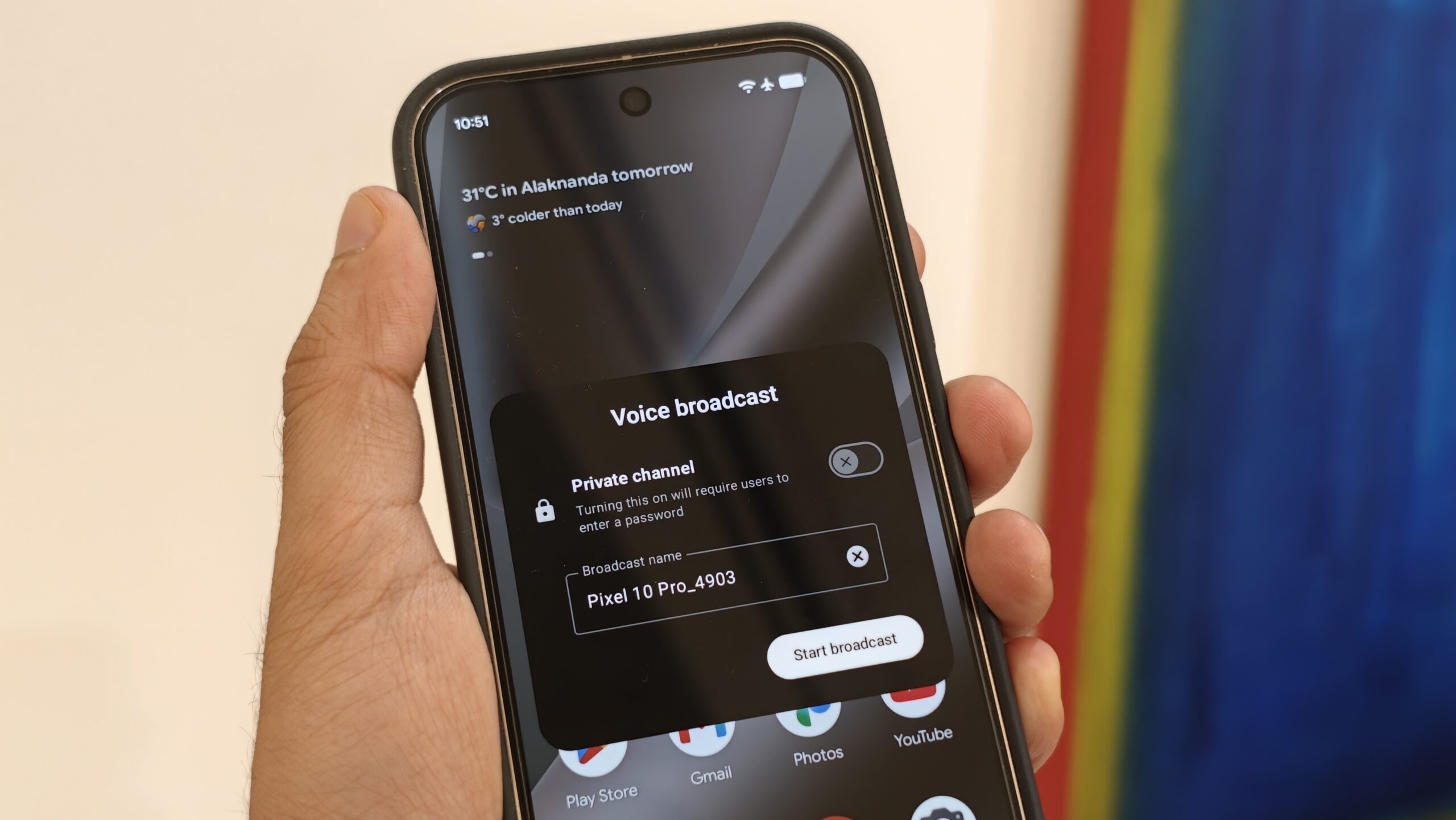 Pixel 10 Pro voice broadcast pop up Pixel 10 Pro voice broadcast pop up