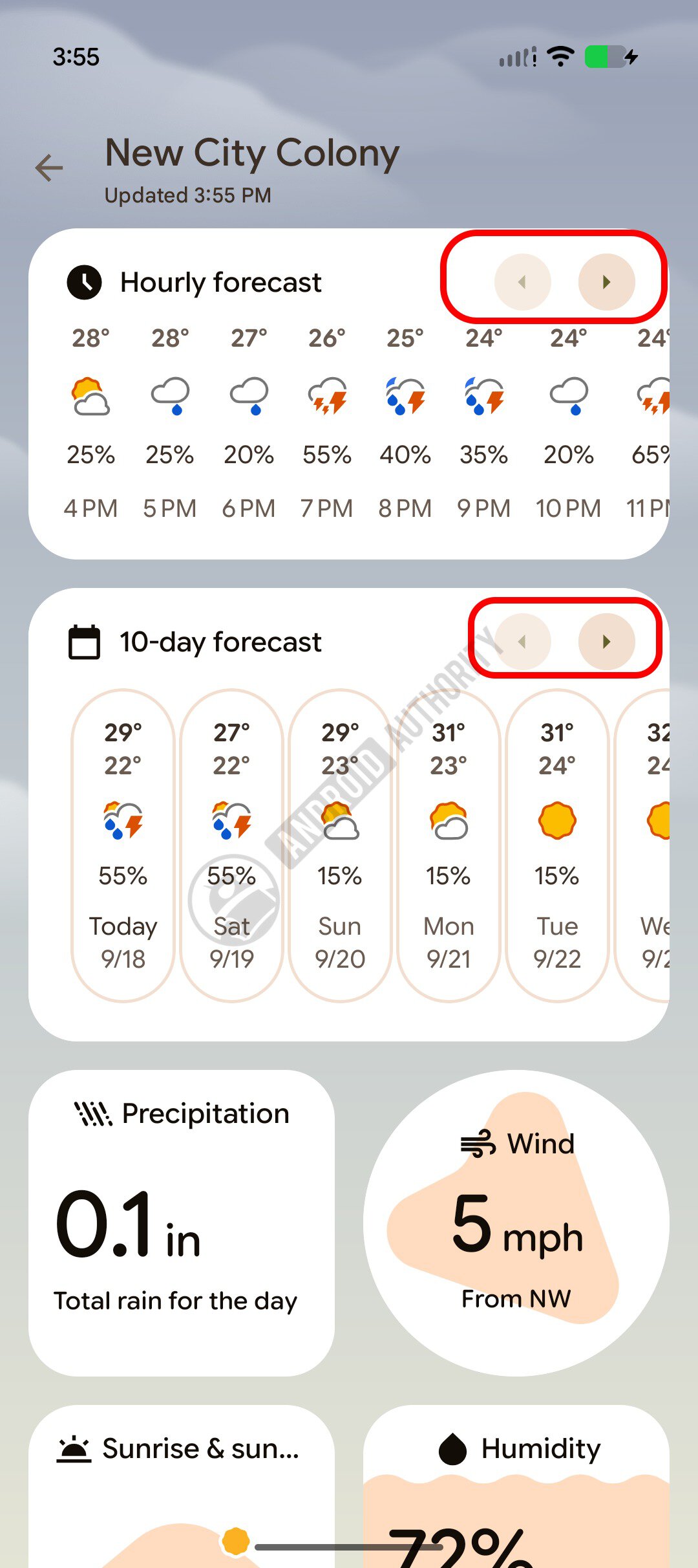 Pixel Weather scroll buttons watermarked