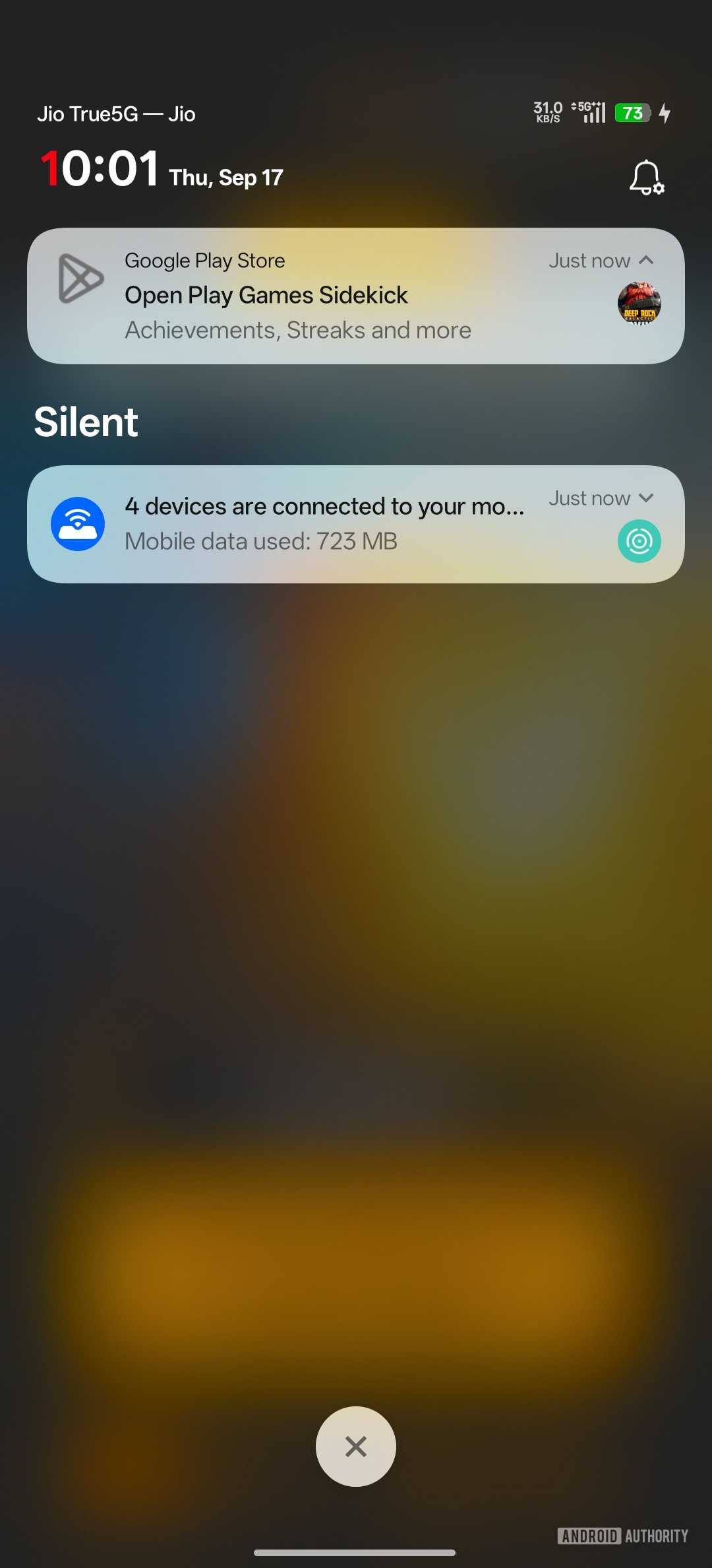 Play Games Sidekick Notification