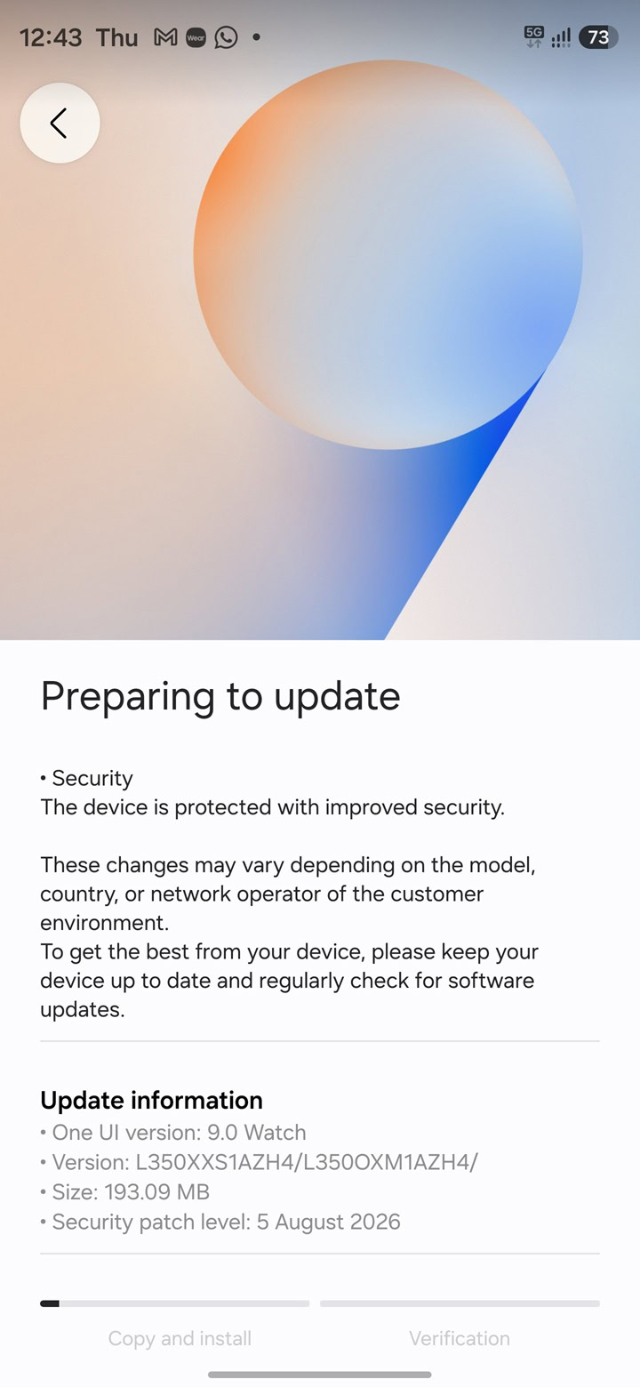 Samsung-Galaxy-Watch-9-first-software-update-with-seamless-updates