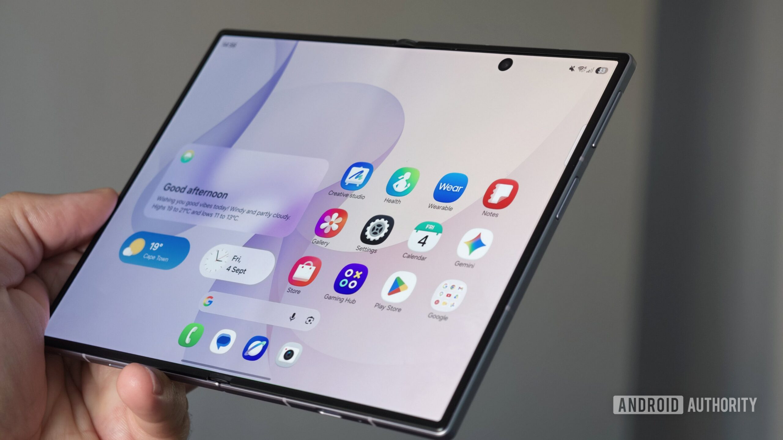 Samsung Galaxy Z Fold 8 showing slight crease Samsung Galaxy Z Fold 8 showing slight crease