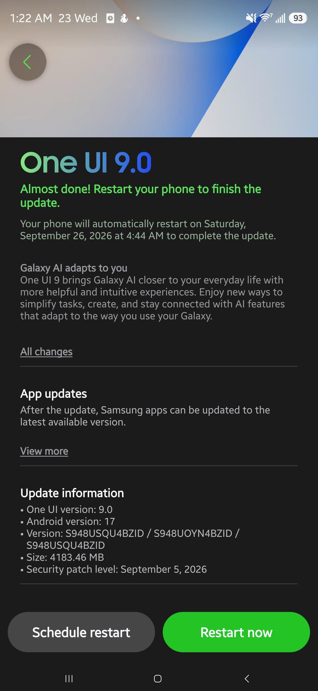 Samsung stable One UI 9 S26 Ultra Strong Size 700