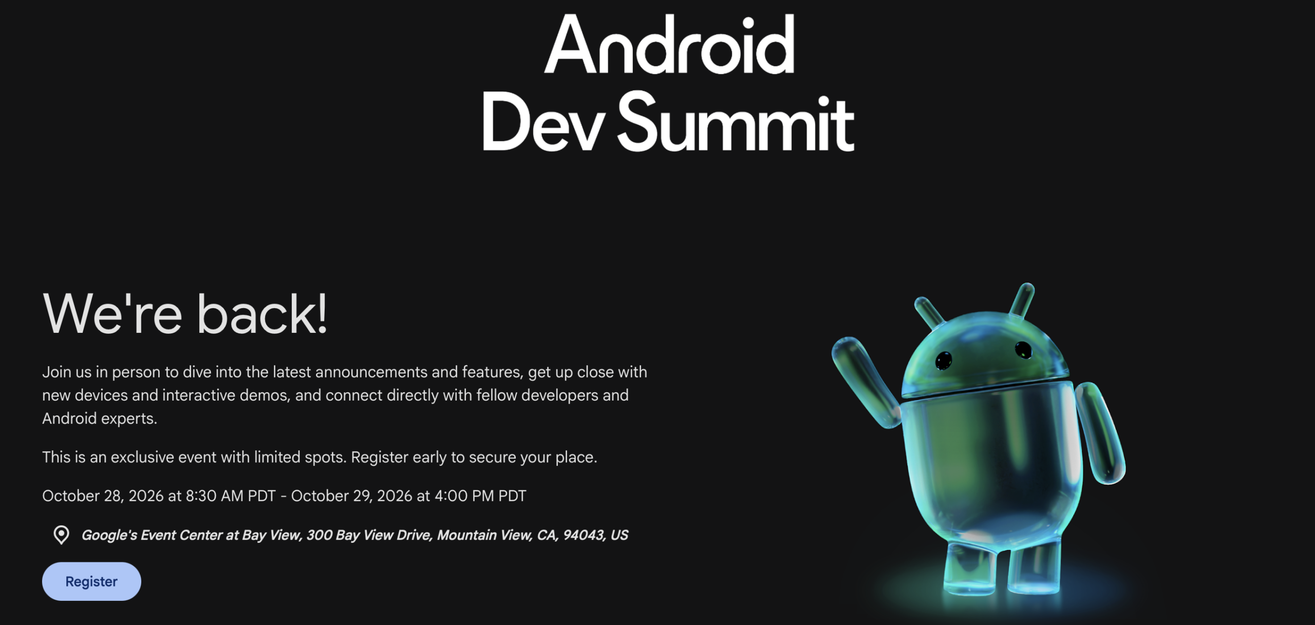 Android Dev Summit 2026 announcement