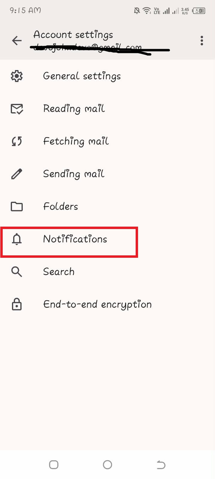 Screenshot showing how enable instant notifications on Thunderbird app 2