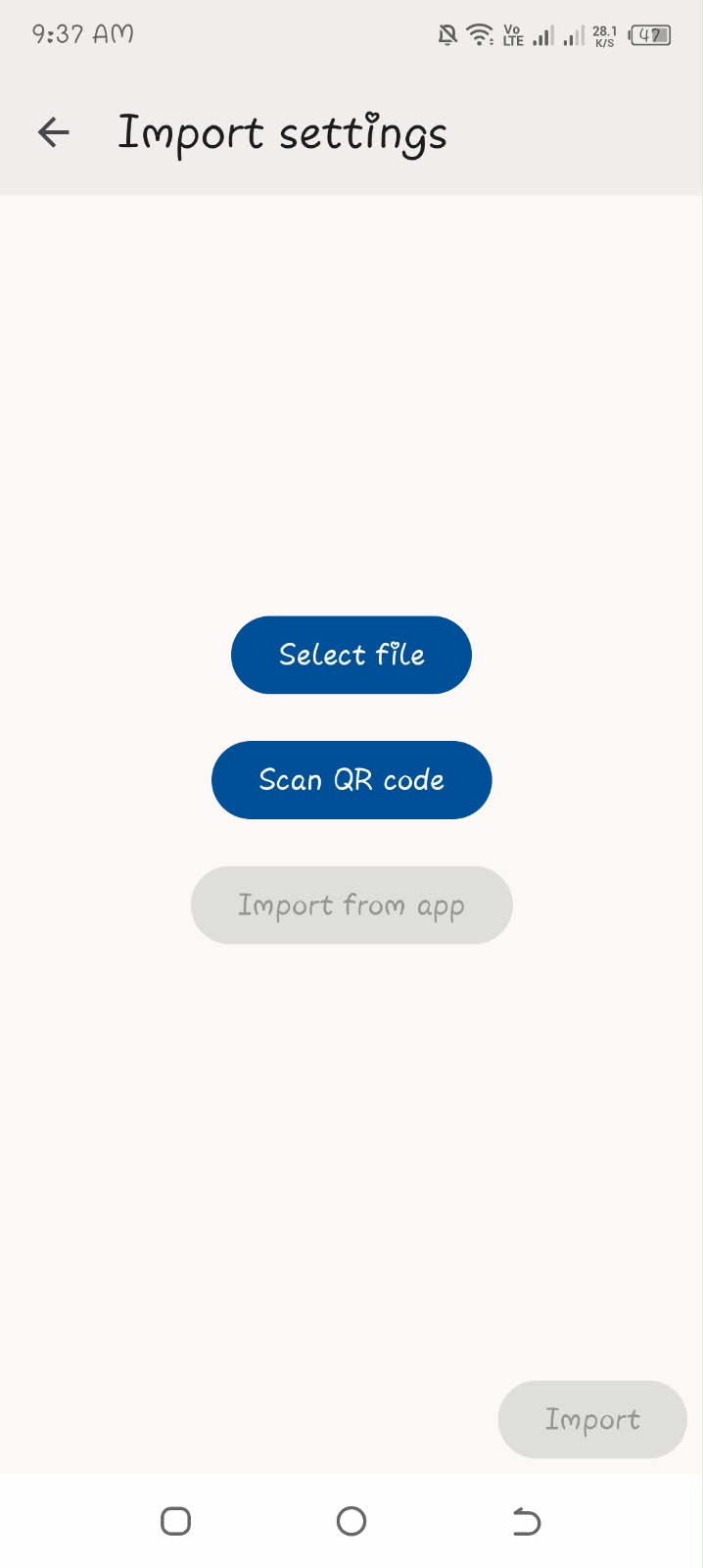 Screenshot showing import settings on Thunderbird 2