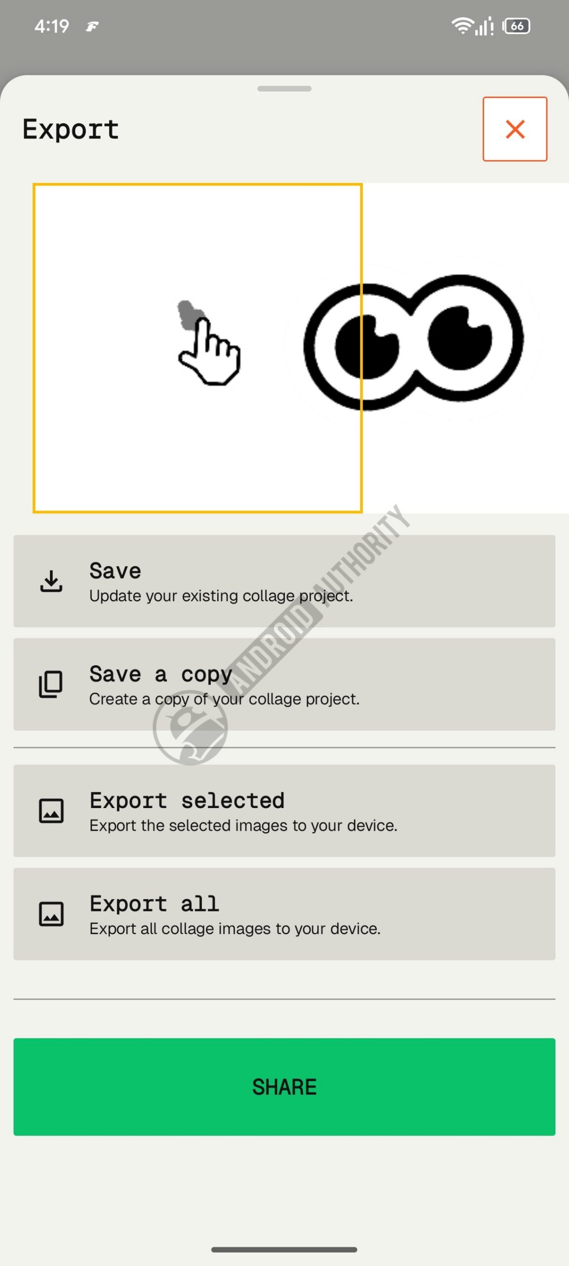 Snapseed Collage Save Export watermarked