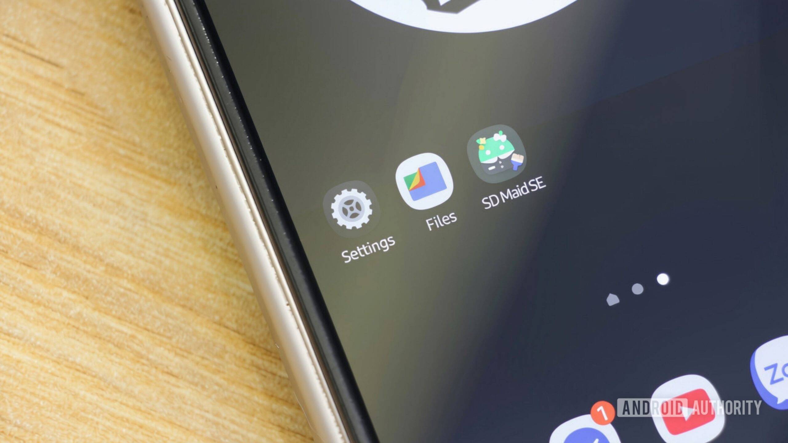 App shortcuts for One UI Settings, Files by Google and SD Maid SE