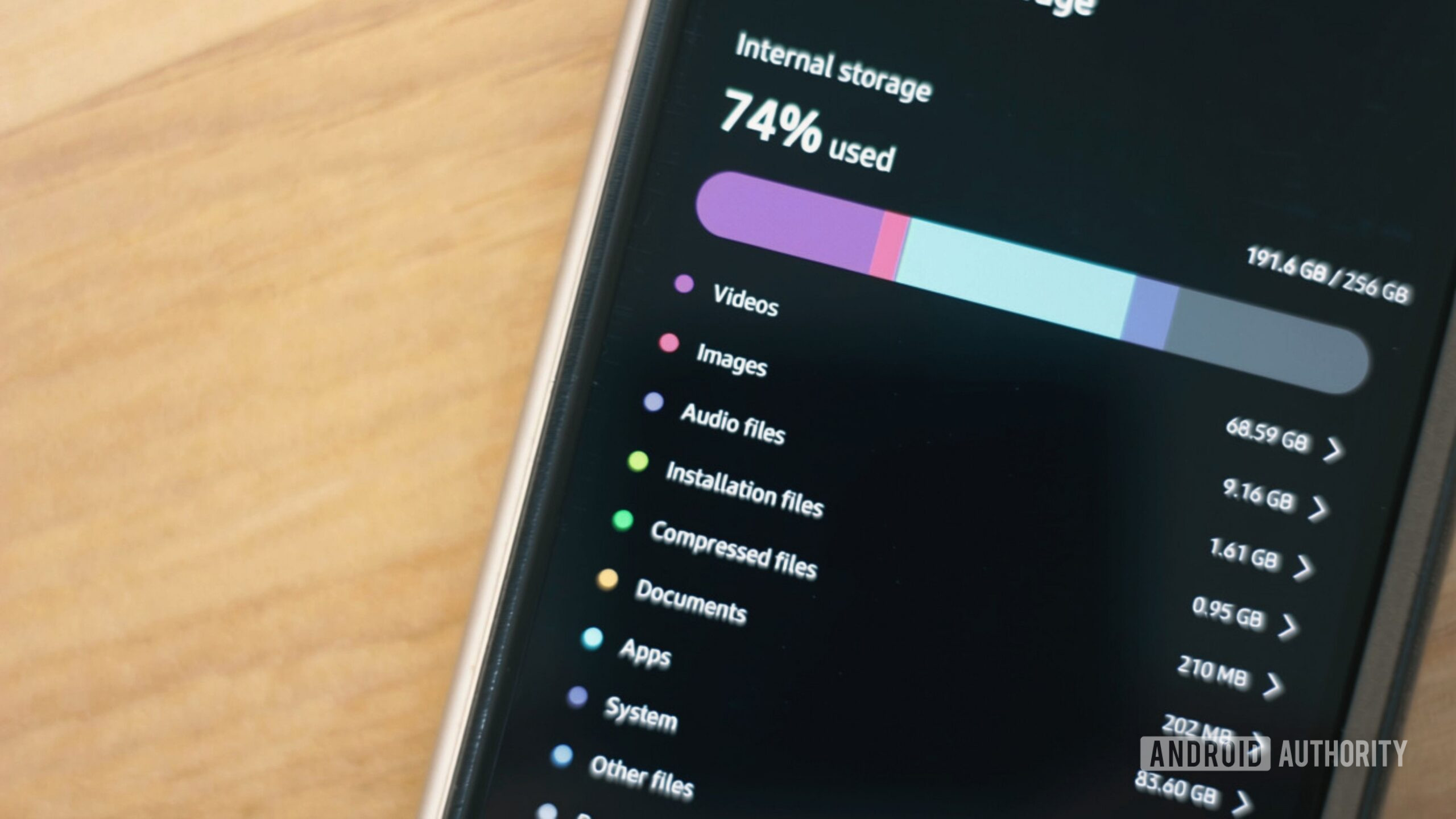 Samsung Device Care file categories