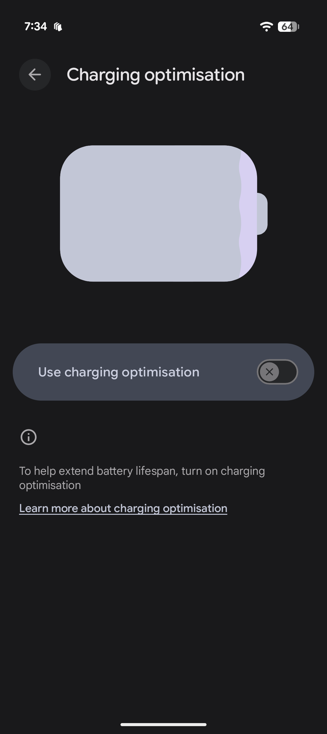 Use charging optimisation disable on Pixel