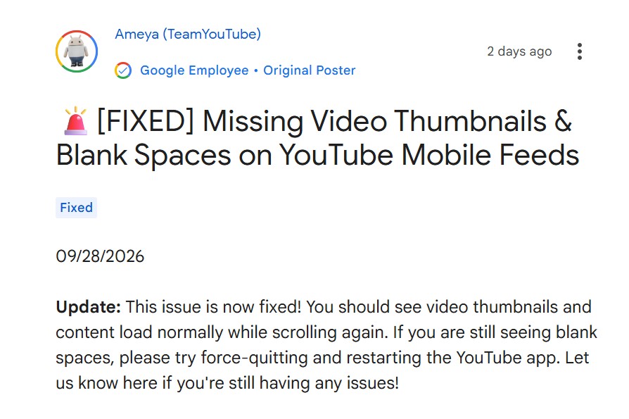 YouTube fix for missing thumbnails YouTube fix for missing thumbnails