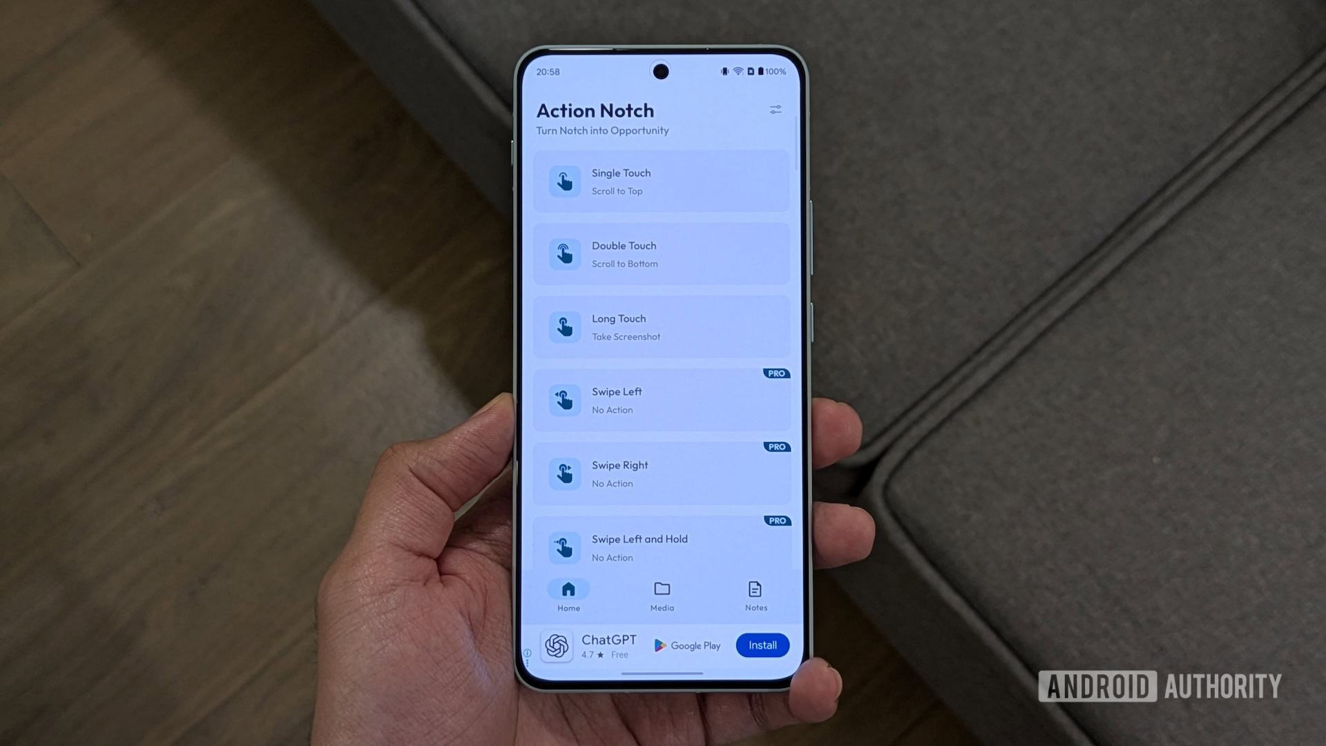 action notch android app 2 Action Notch app Home tab.