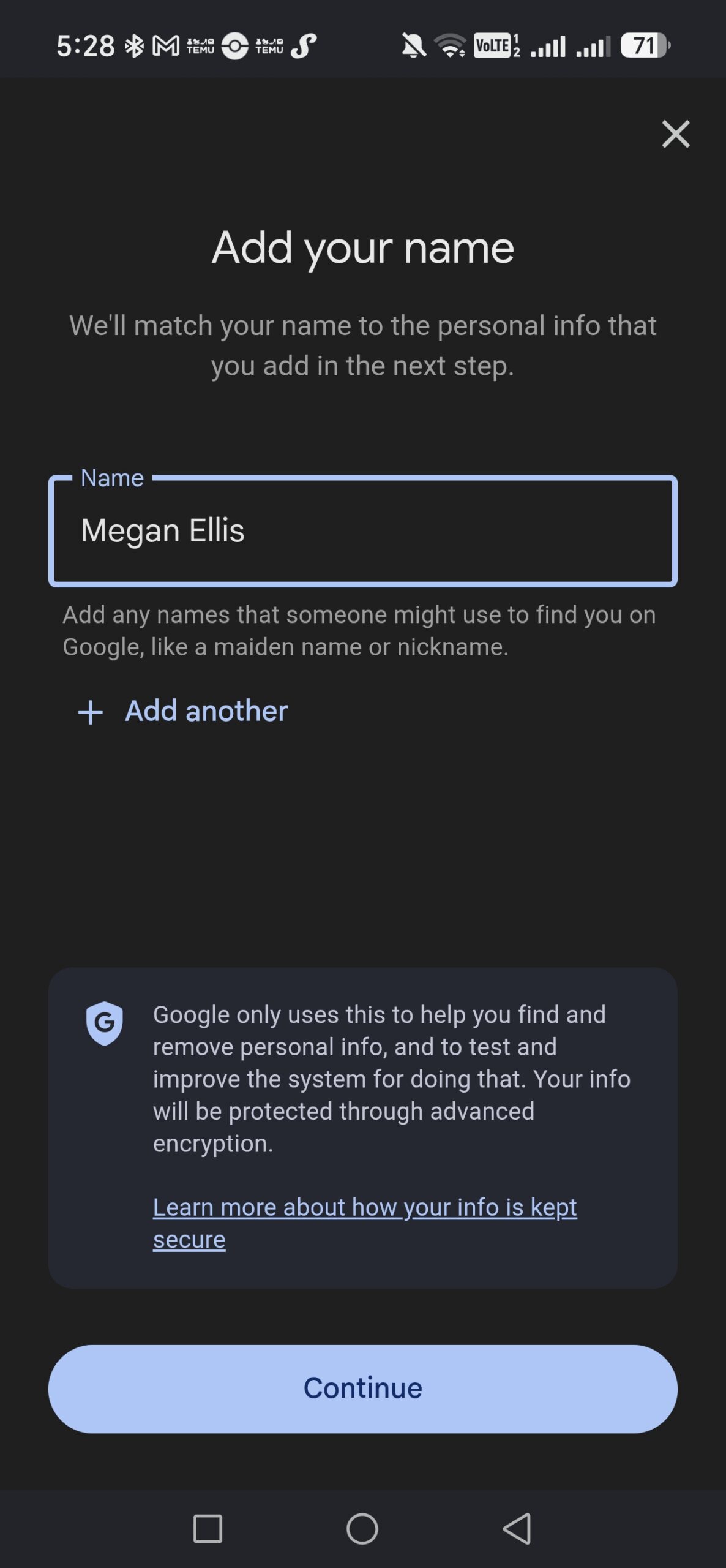 adding your name to results about you