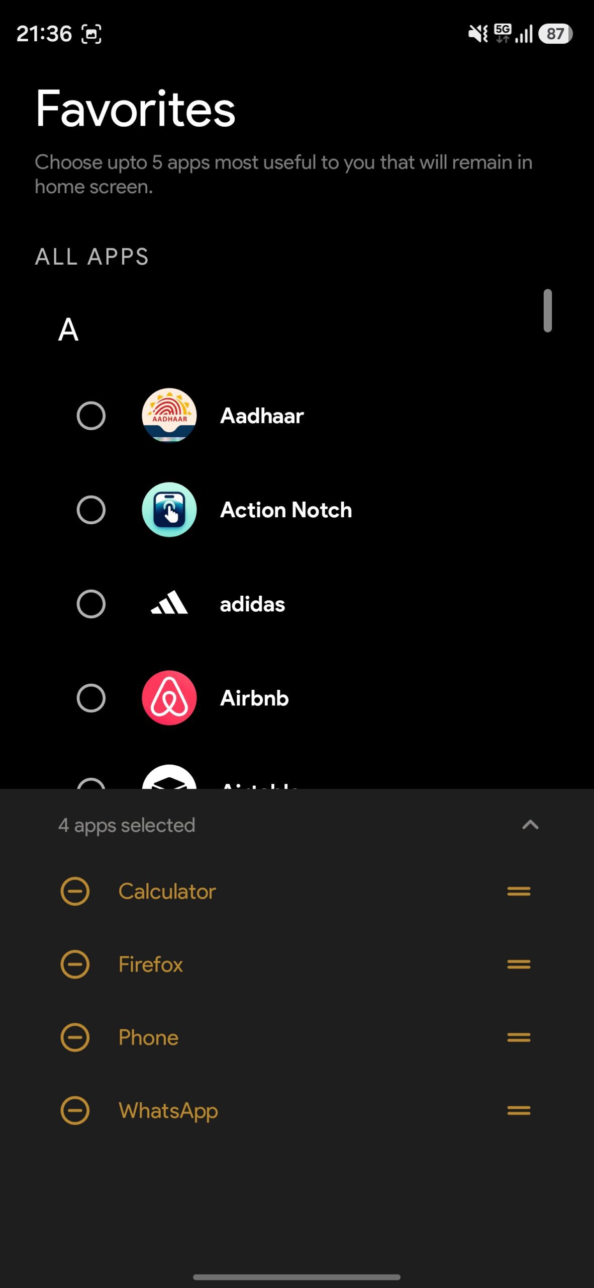 Editing favorite apps in Flow Launcher.