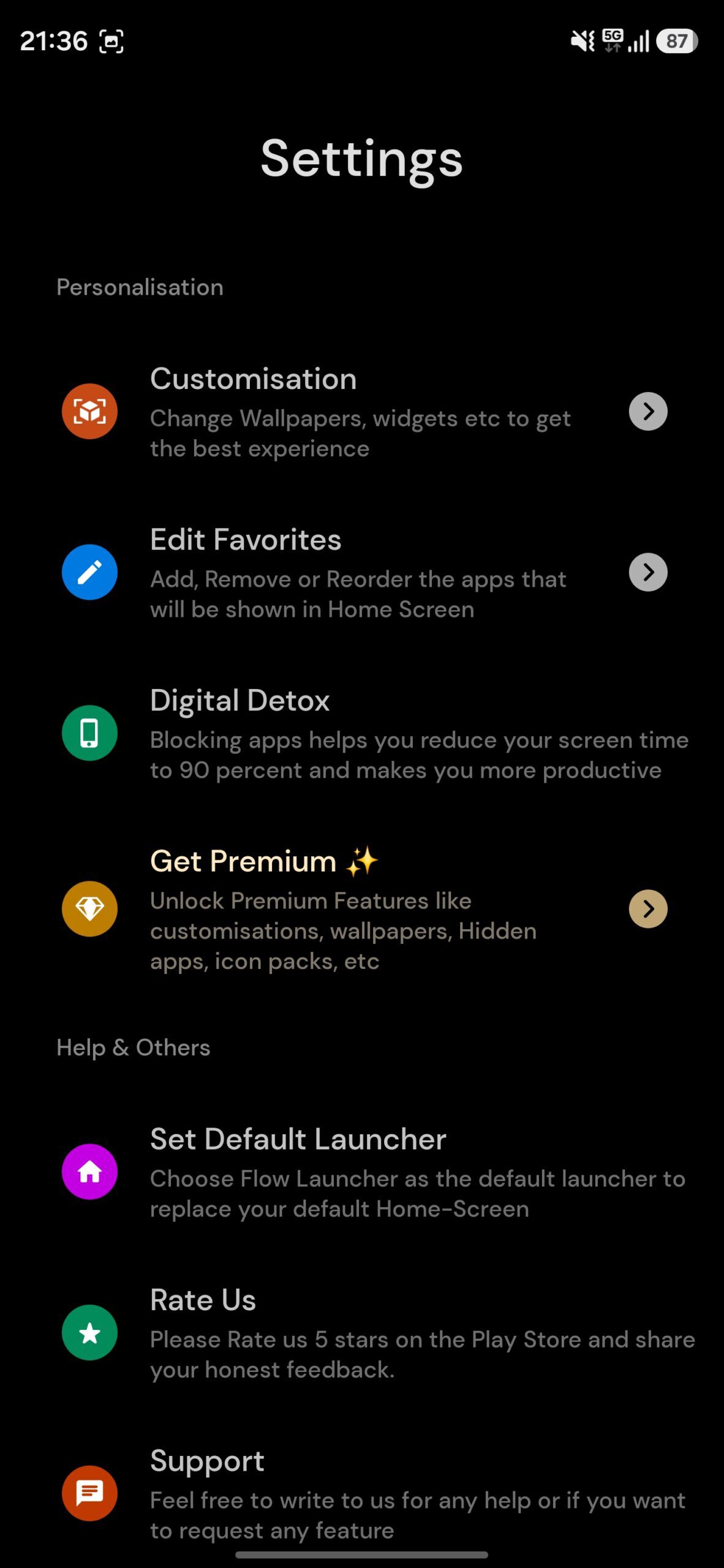 Flow Launcher settings page.