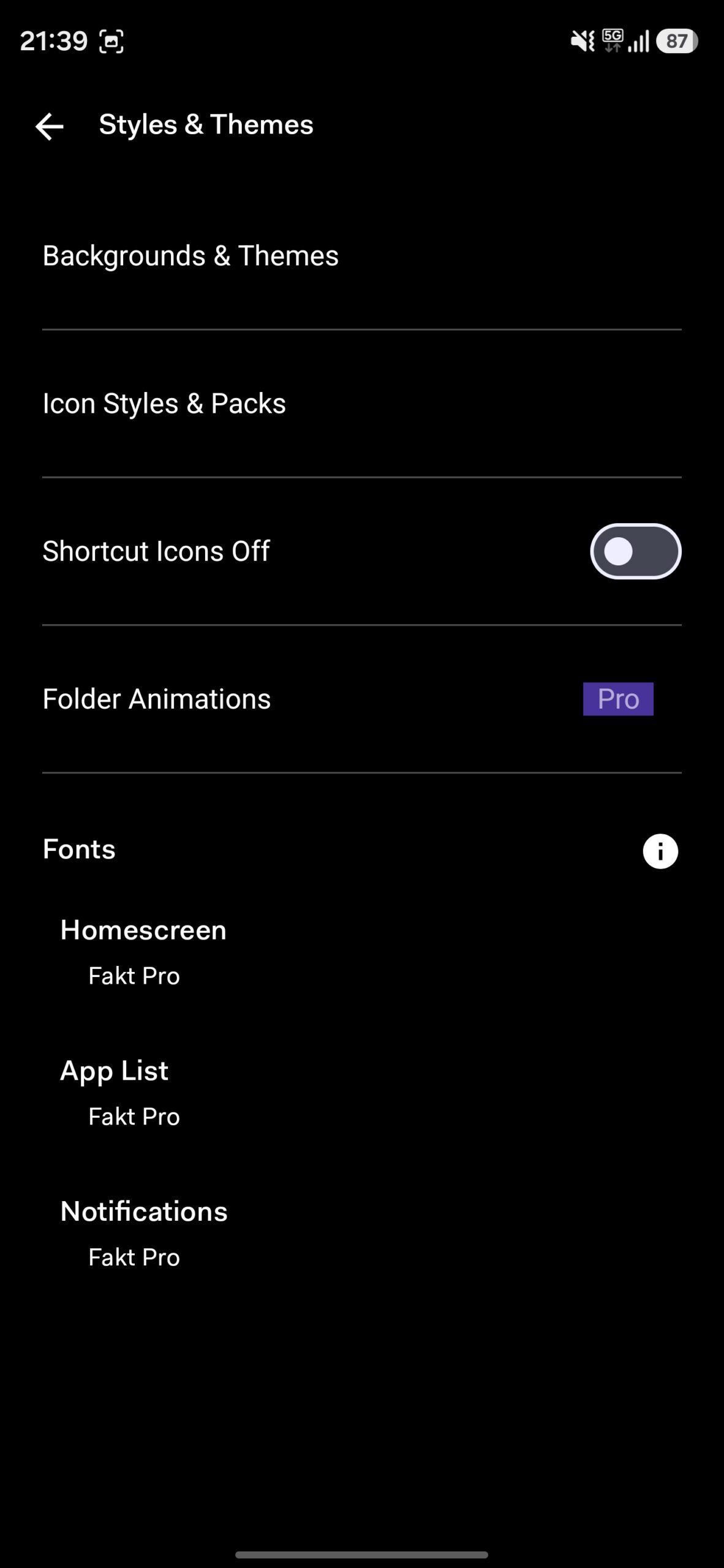 Before Launcher styles and themes settings.