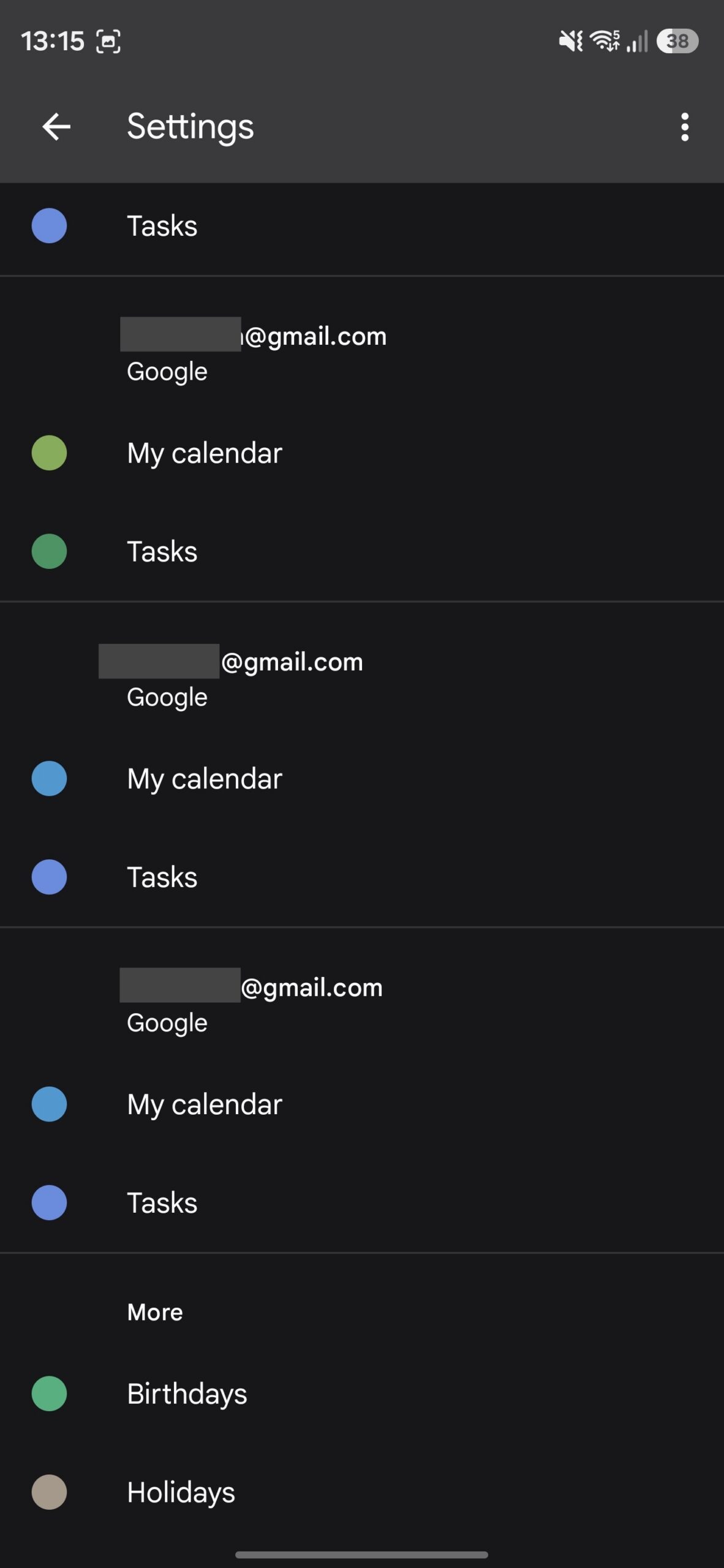 Google Calendar settings page.