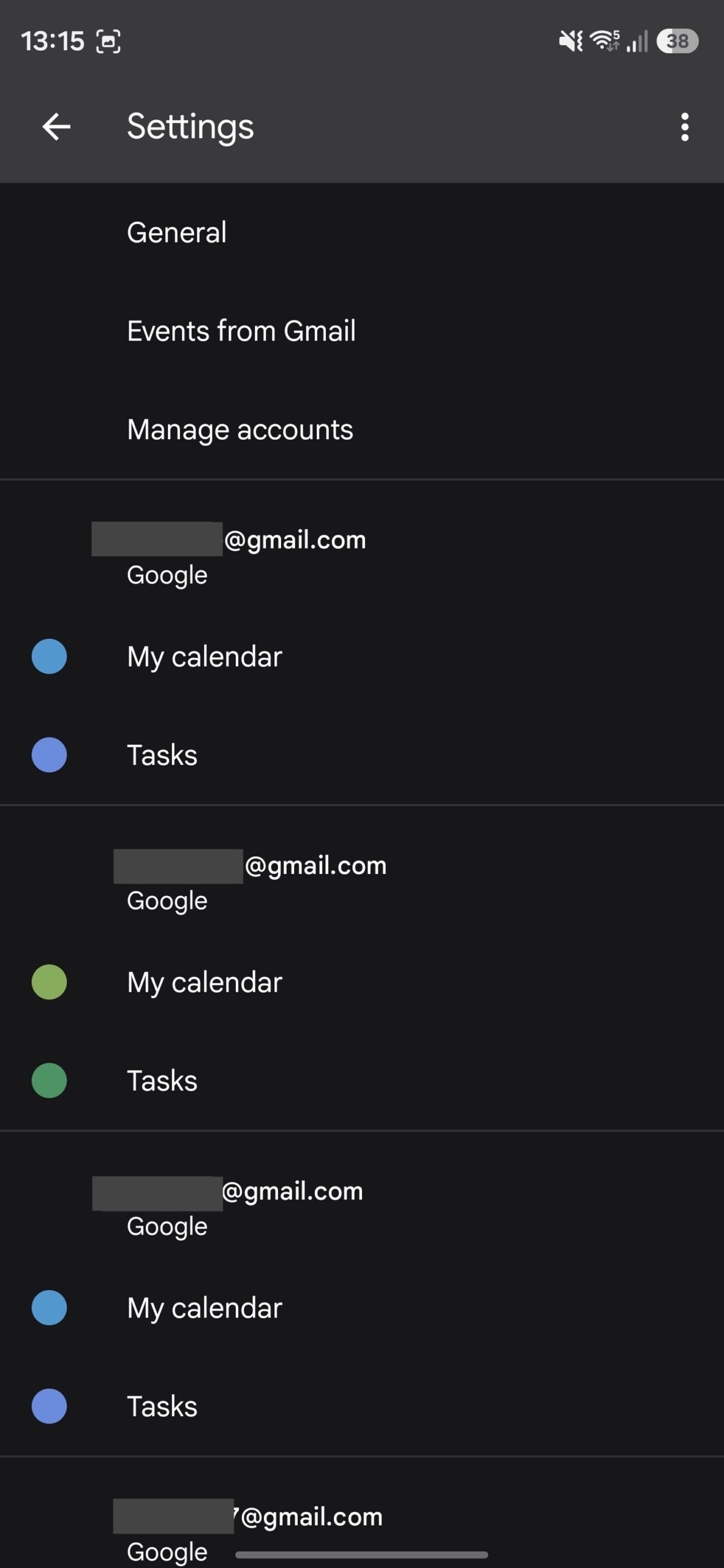 Google Calendar settings page.