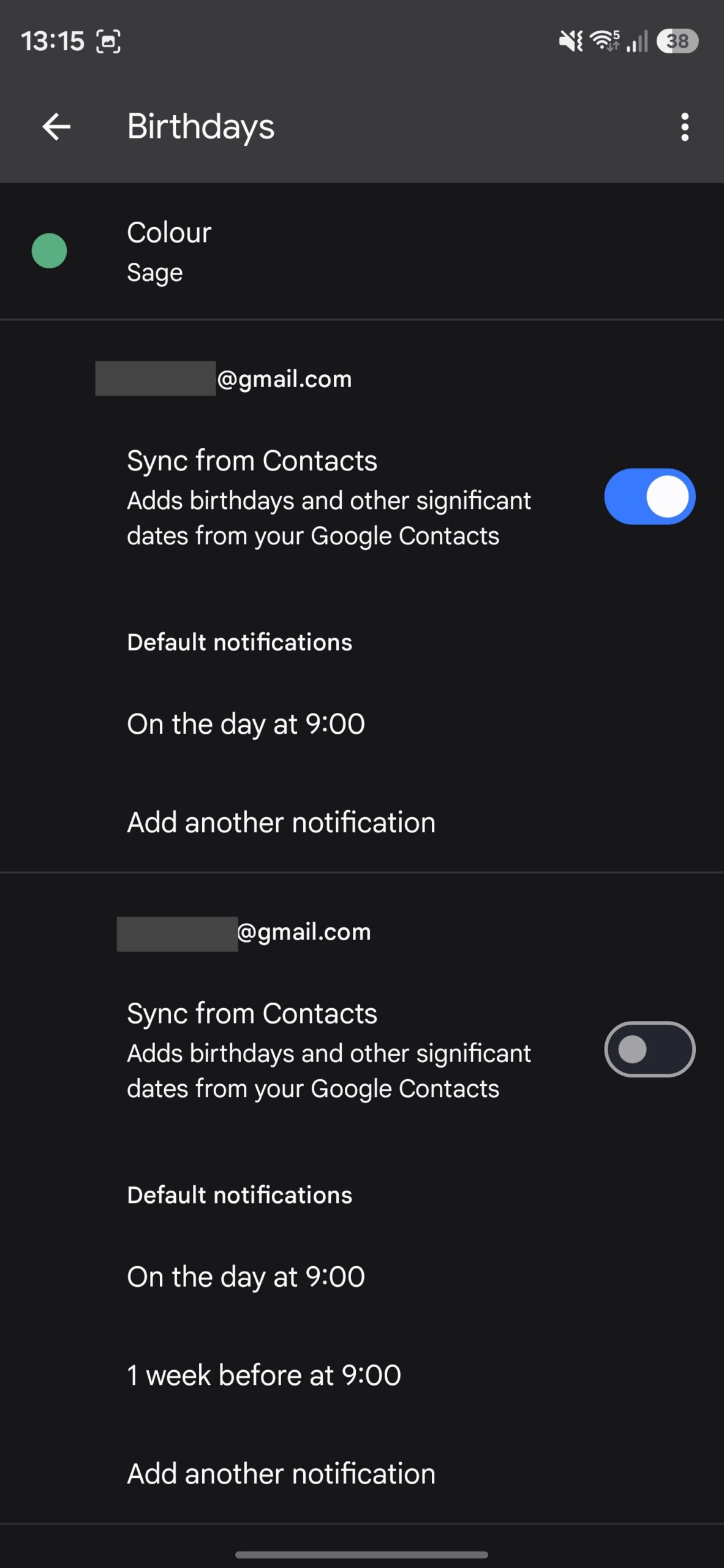 Disabling birthday sync for Google accounts in Google Calendar.