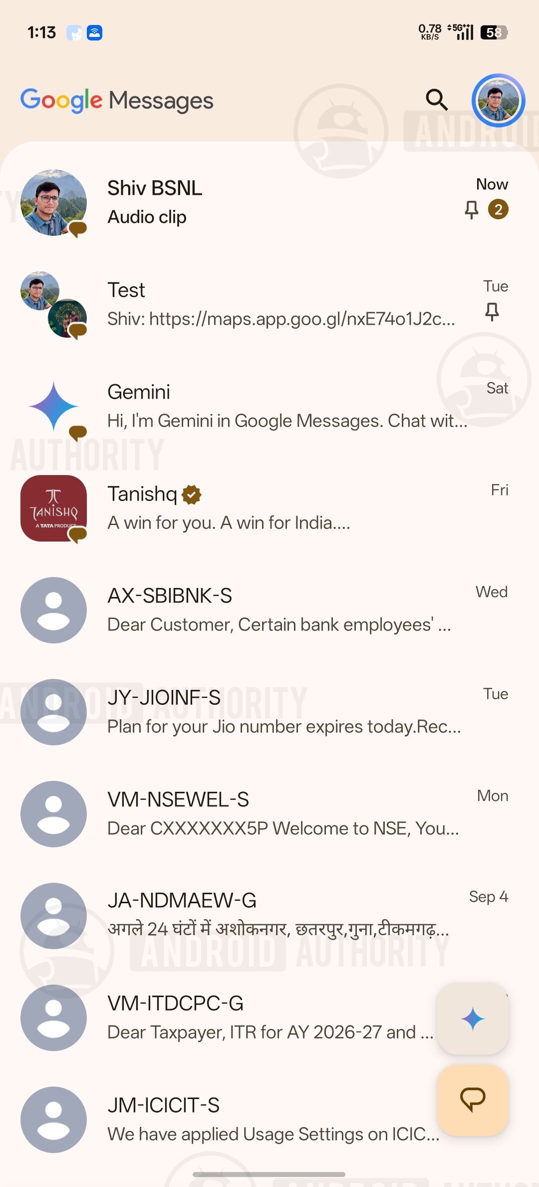 google messages current ui for received audio clips watermarked