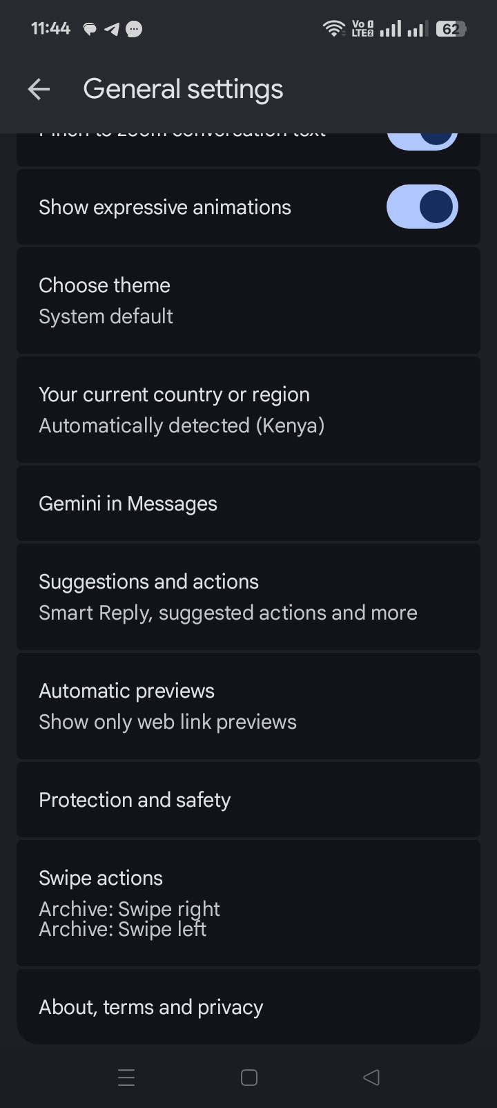 Disabling follow-up reminders in Google Messages.
