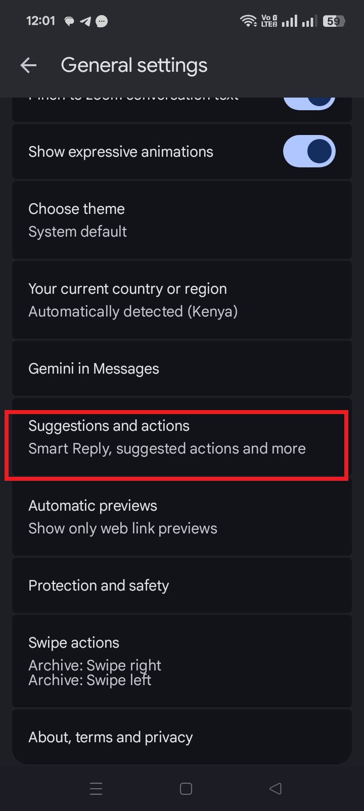 Turning off smart replies in Google Messages.