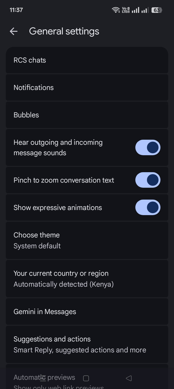 Turning off sounds in Google Messages.