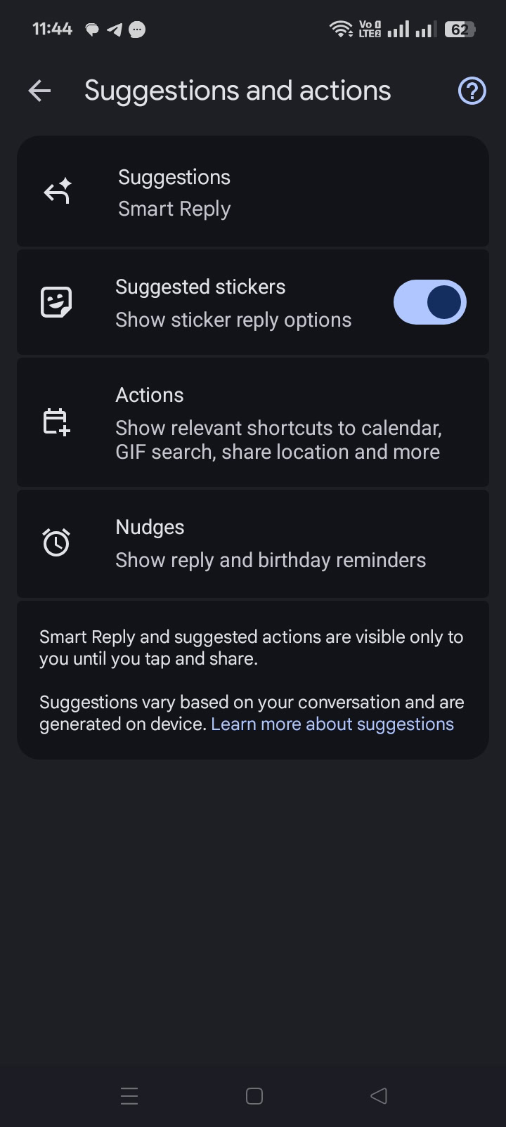 Disabling follow-up reminders in Google Messages.