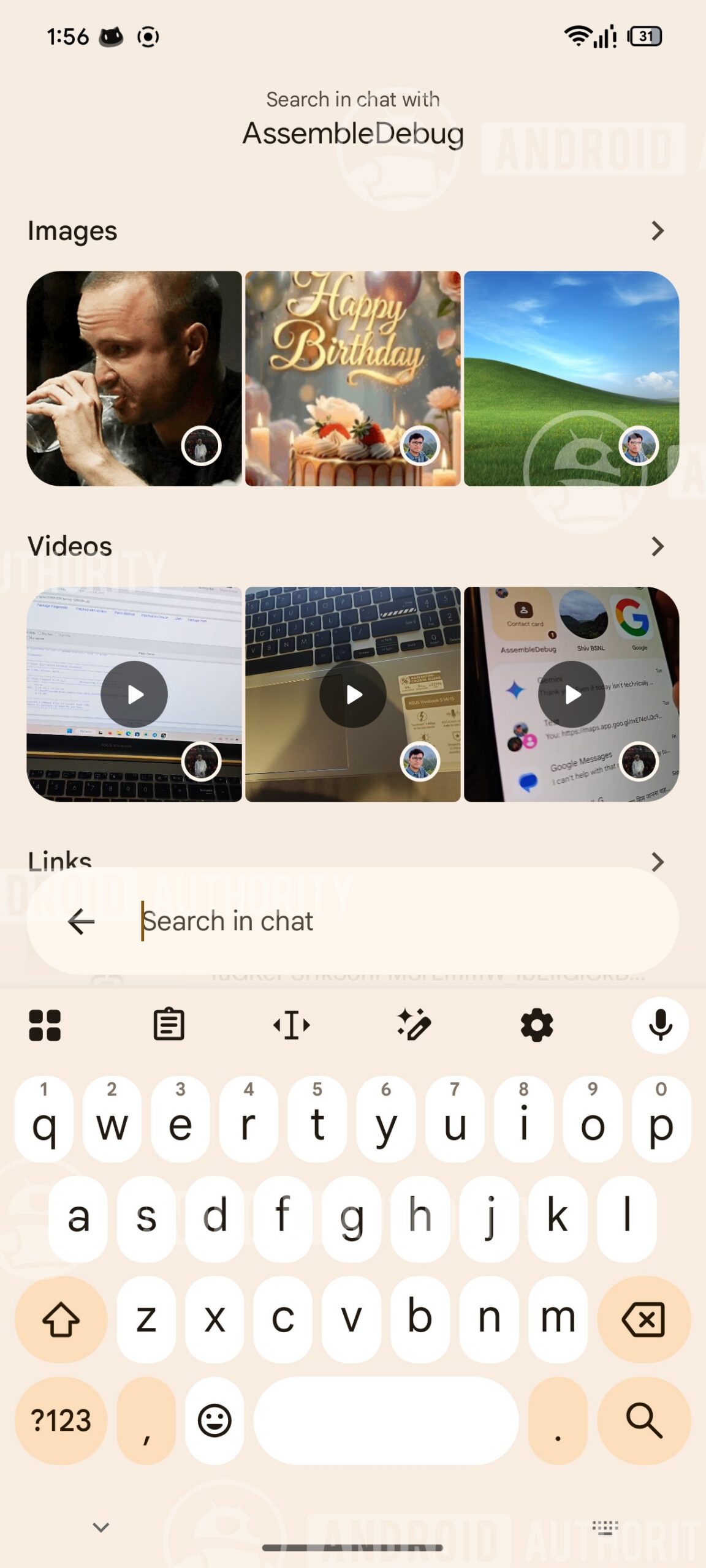 google messages search interface watermarked