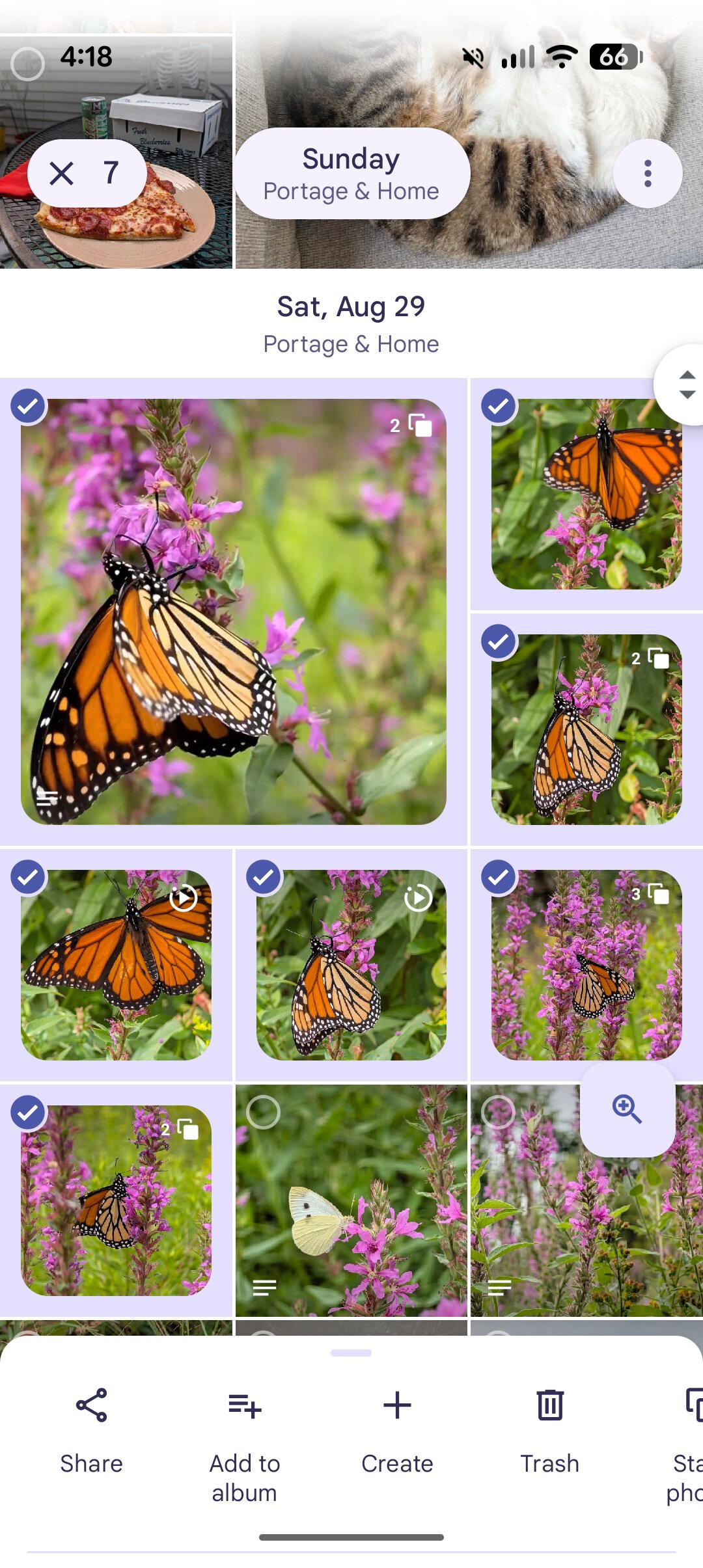 Screenshot showing manual photo stacking in the Google Photos Android app.