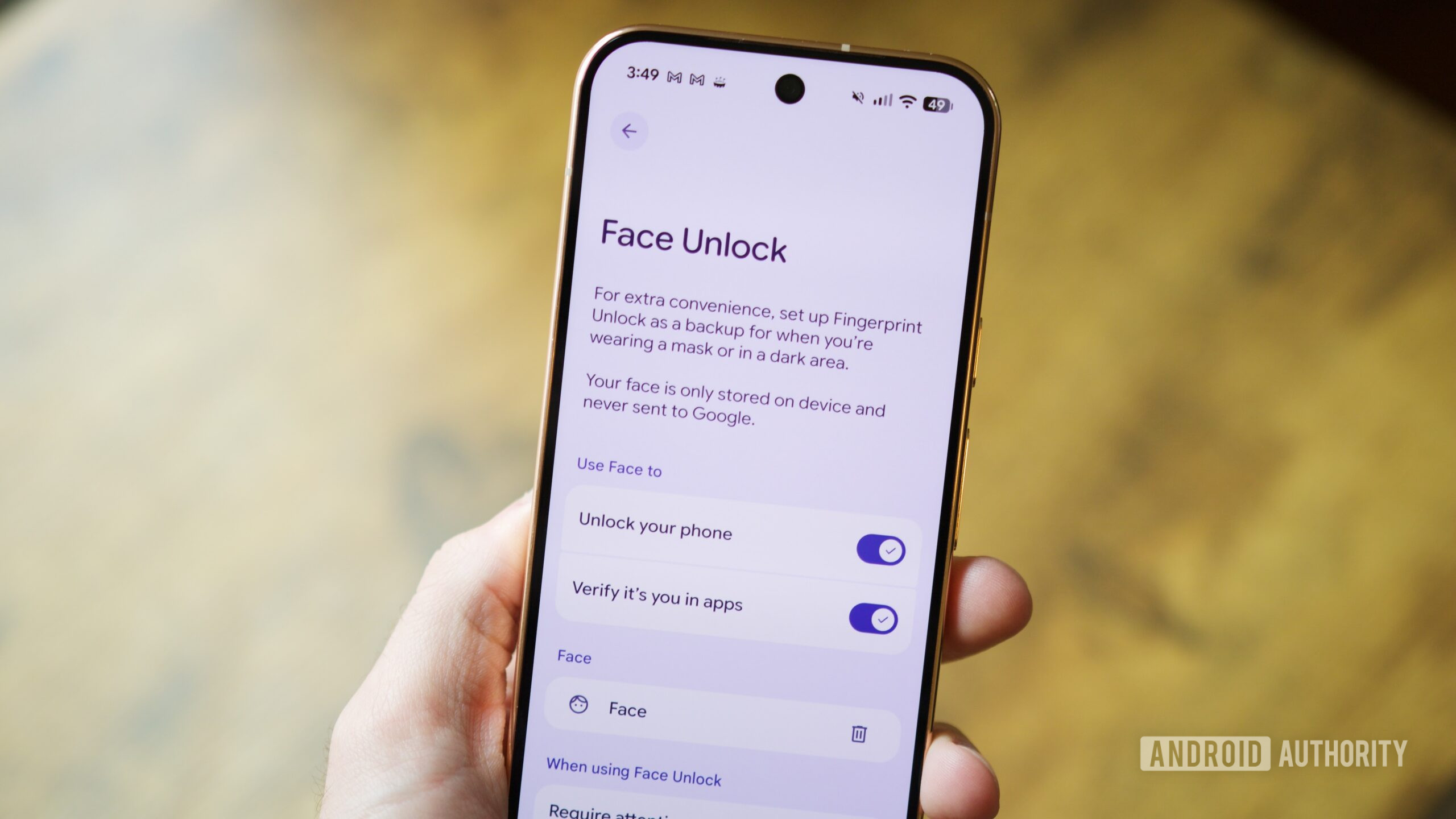 google pixel 11 pro face unlock settings Face Unlock settings on the Google Pixel 11 Pro.