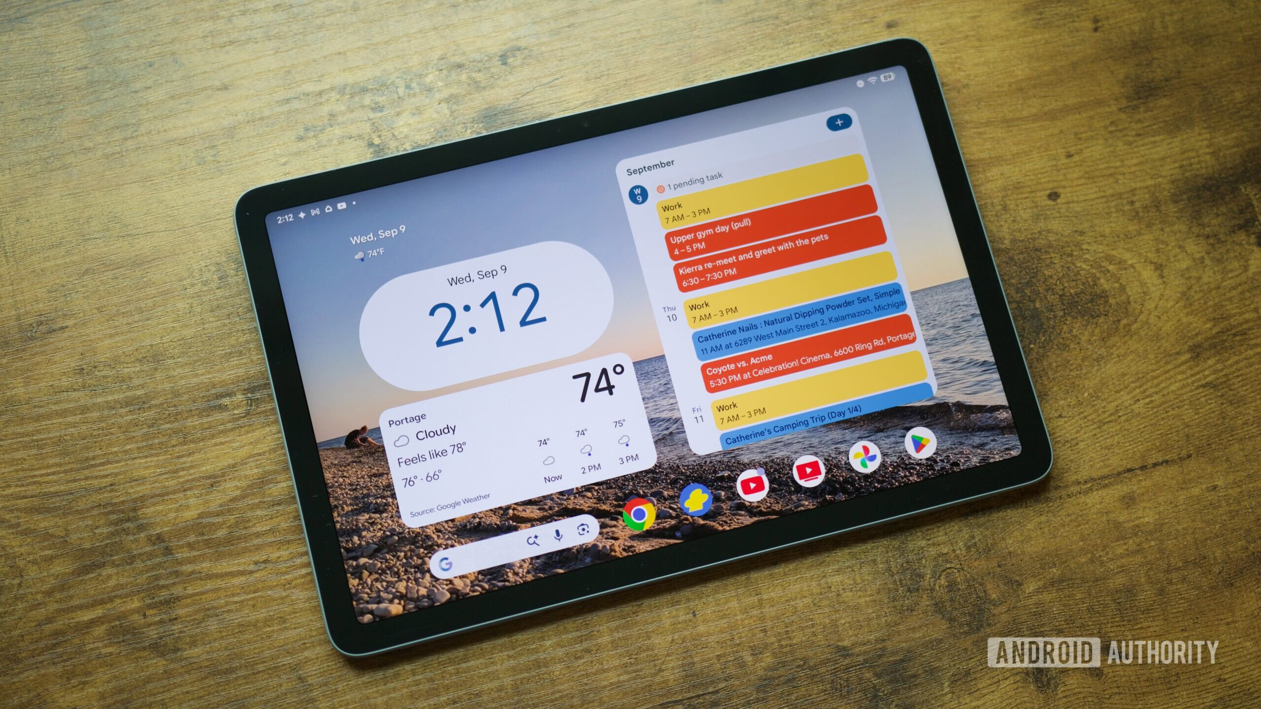 google pixel tablet home screen 2026 2 The Pixel Tablet with its screen on, showing the home screen.