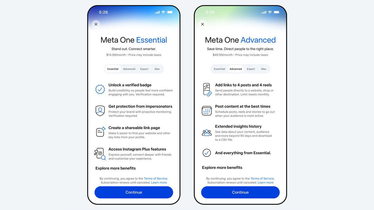 meta one essential and advanced plans