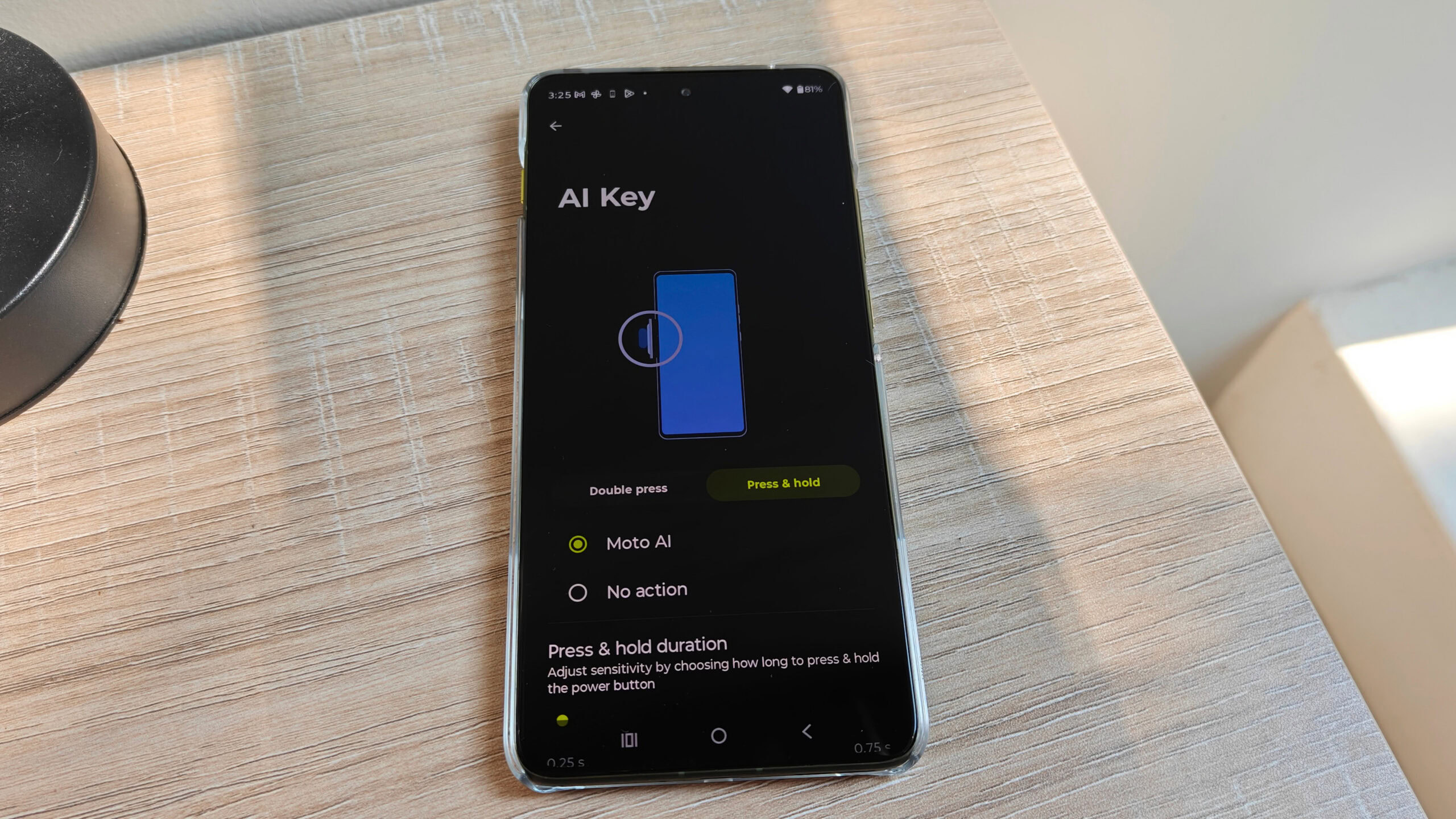 motorola edge 70 ai button options