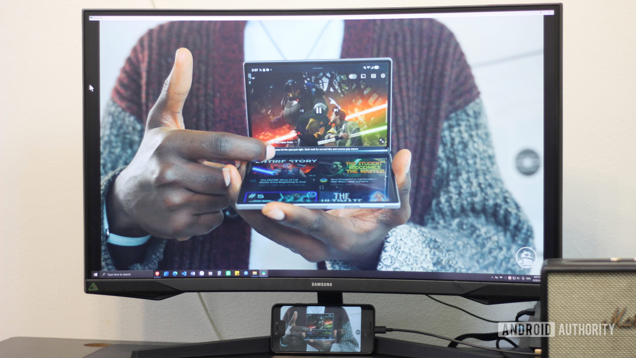 old pixel security camera android tv box project 4 Pixel 3 XL connected to a monitor.