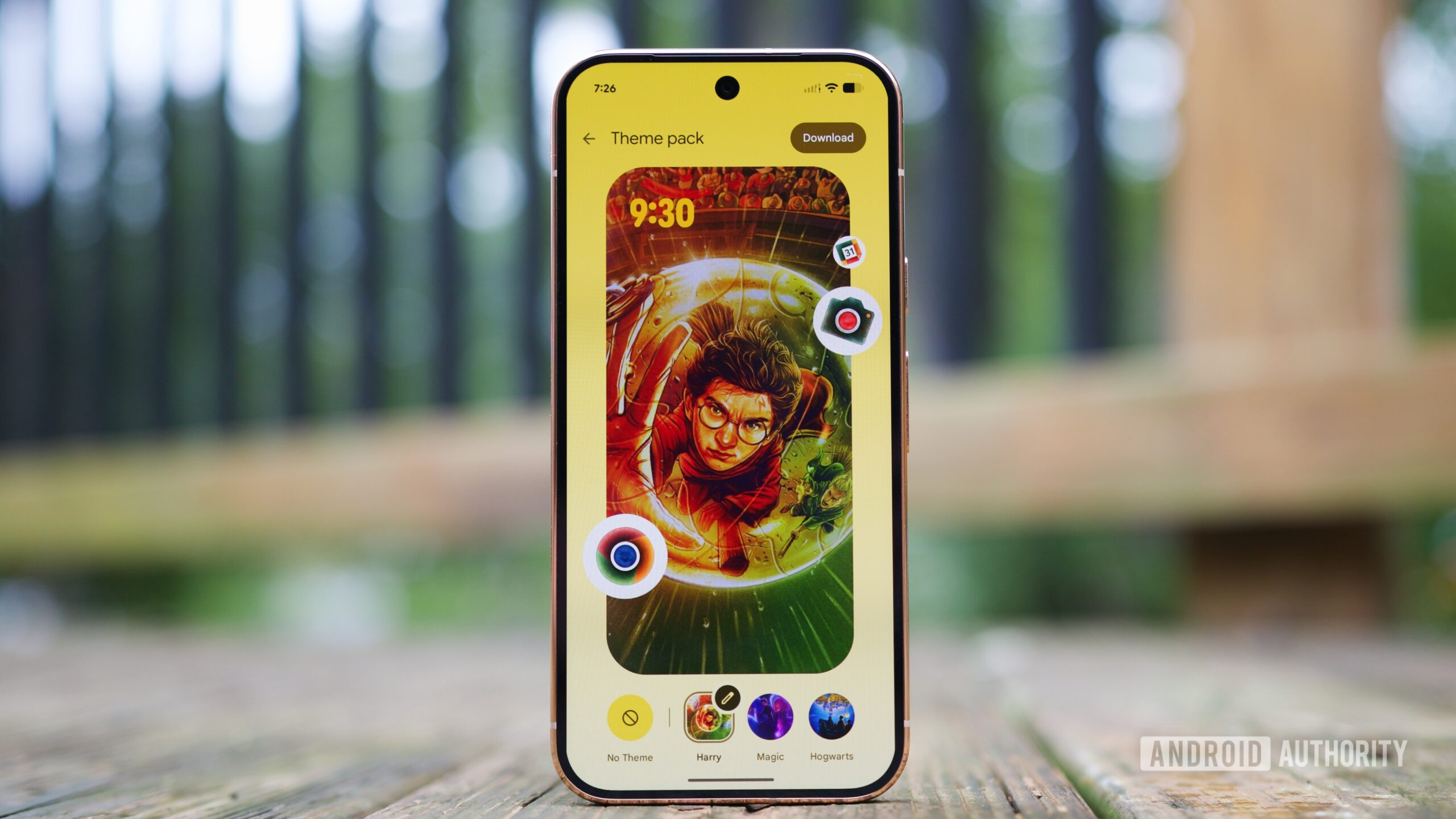 Harry Potter theme pack selection on a Pixel phone.