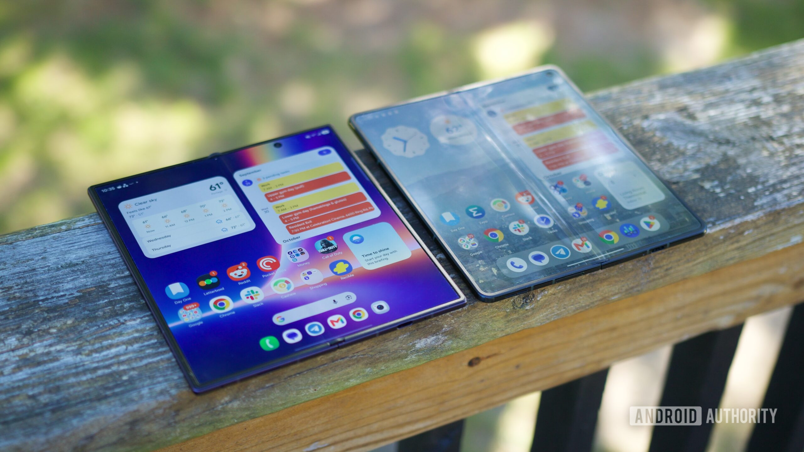 Galaxy Z Fold 8 Ultra next to the Motorola Razr Fold.