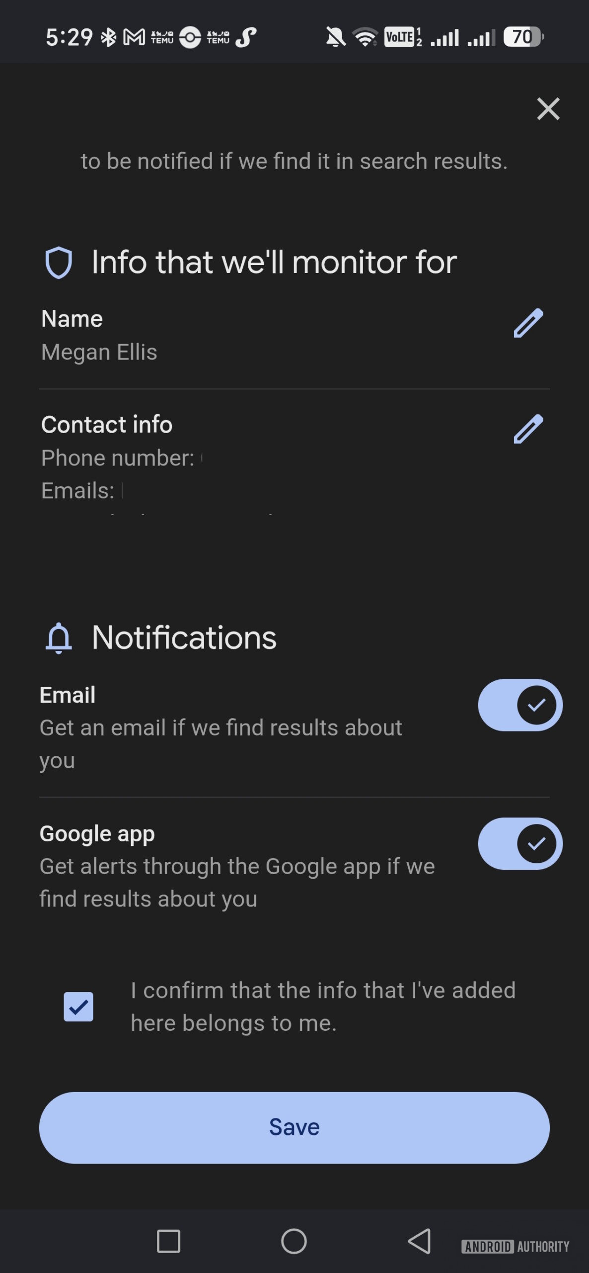 setting notifications for results