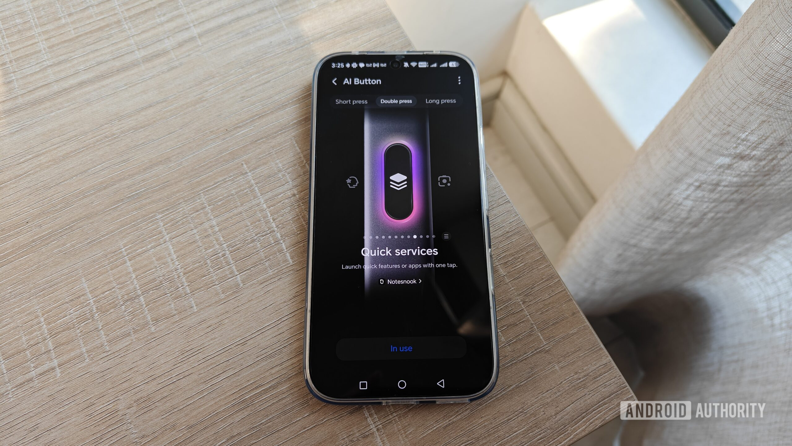 the ai button settings menu on the honor 600 pro