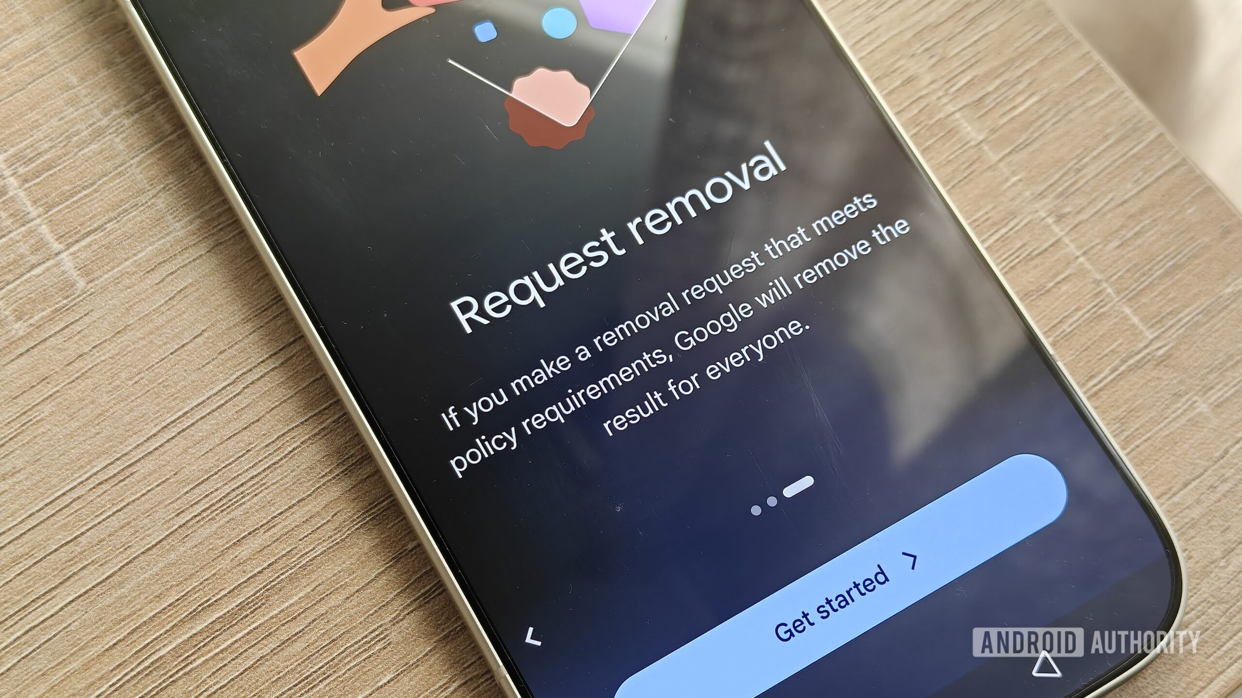the request removal information screen in results about you
