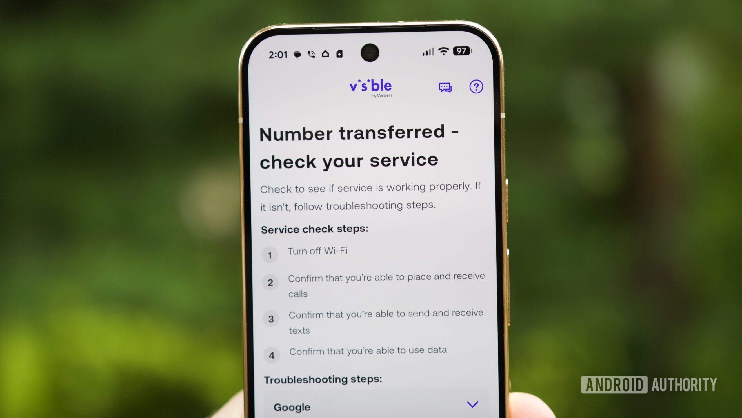 Visible app confirming a number transfer.