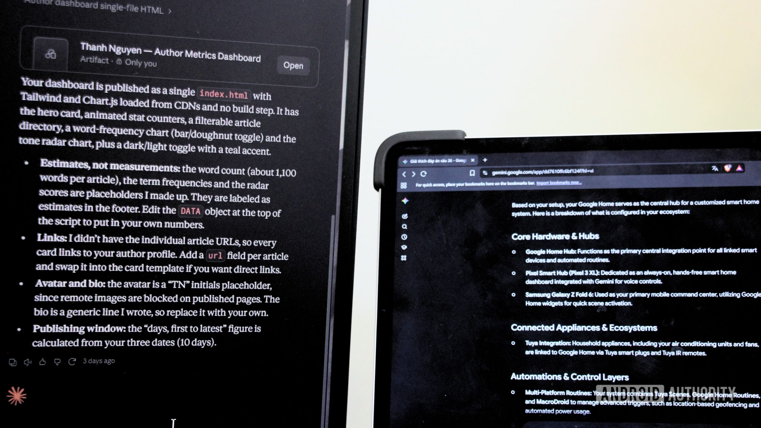 Claude and Gemini running on separate devices
