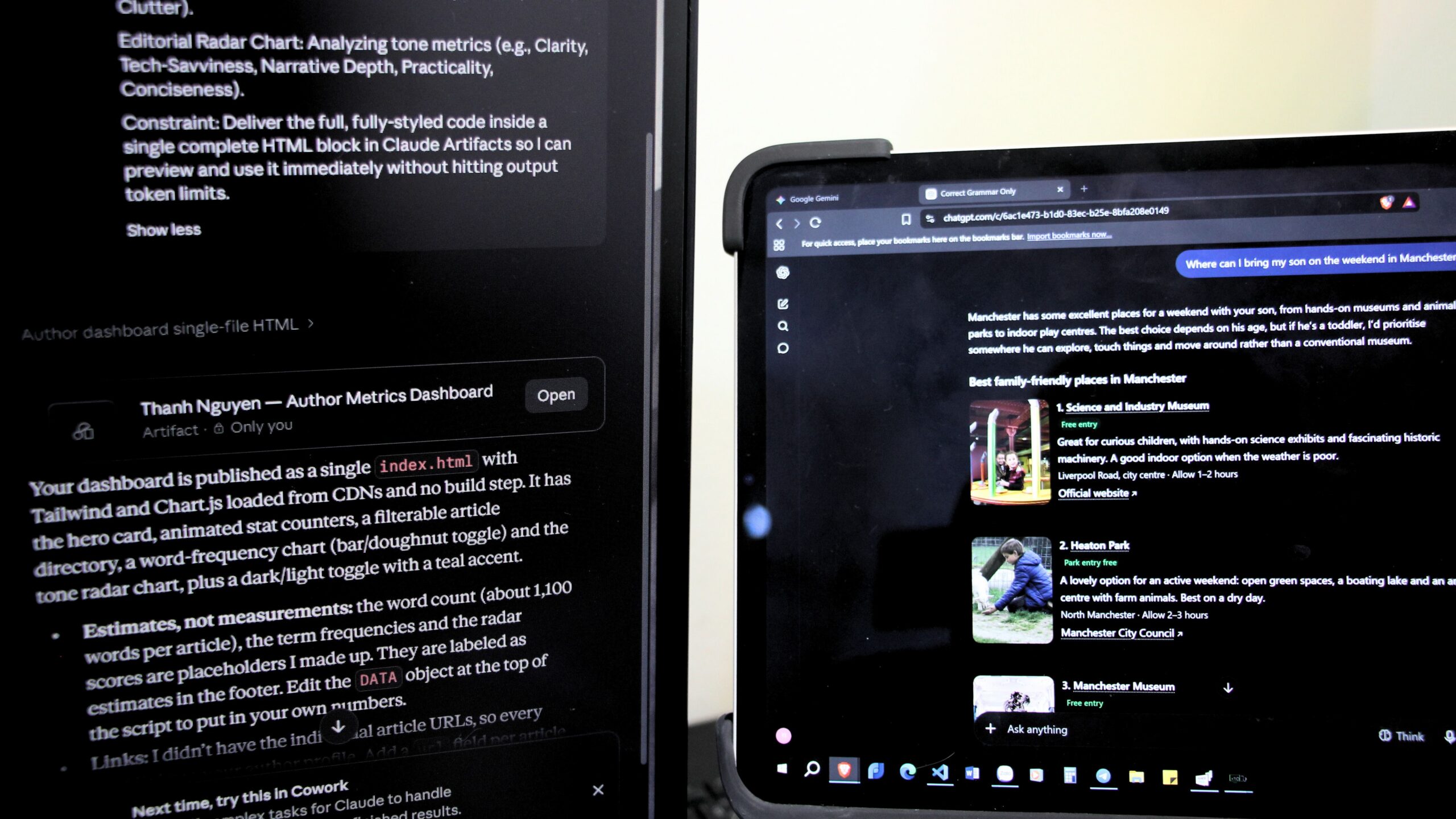 Claude and ChatGPT running on separate devices