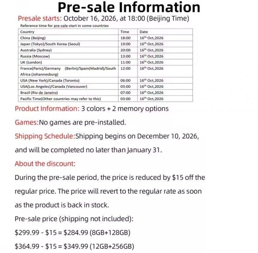 ANBERNIC RG DDS Leaked pricing information ANBERNIC RG DDS Leaked pricing information