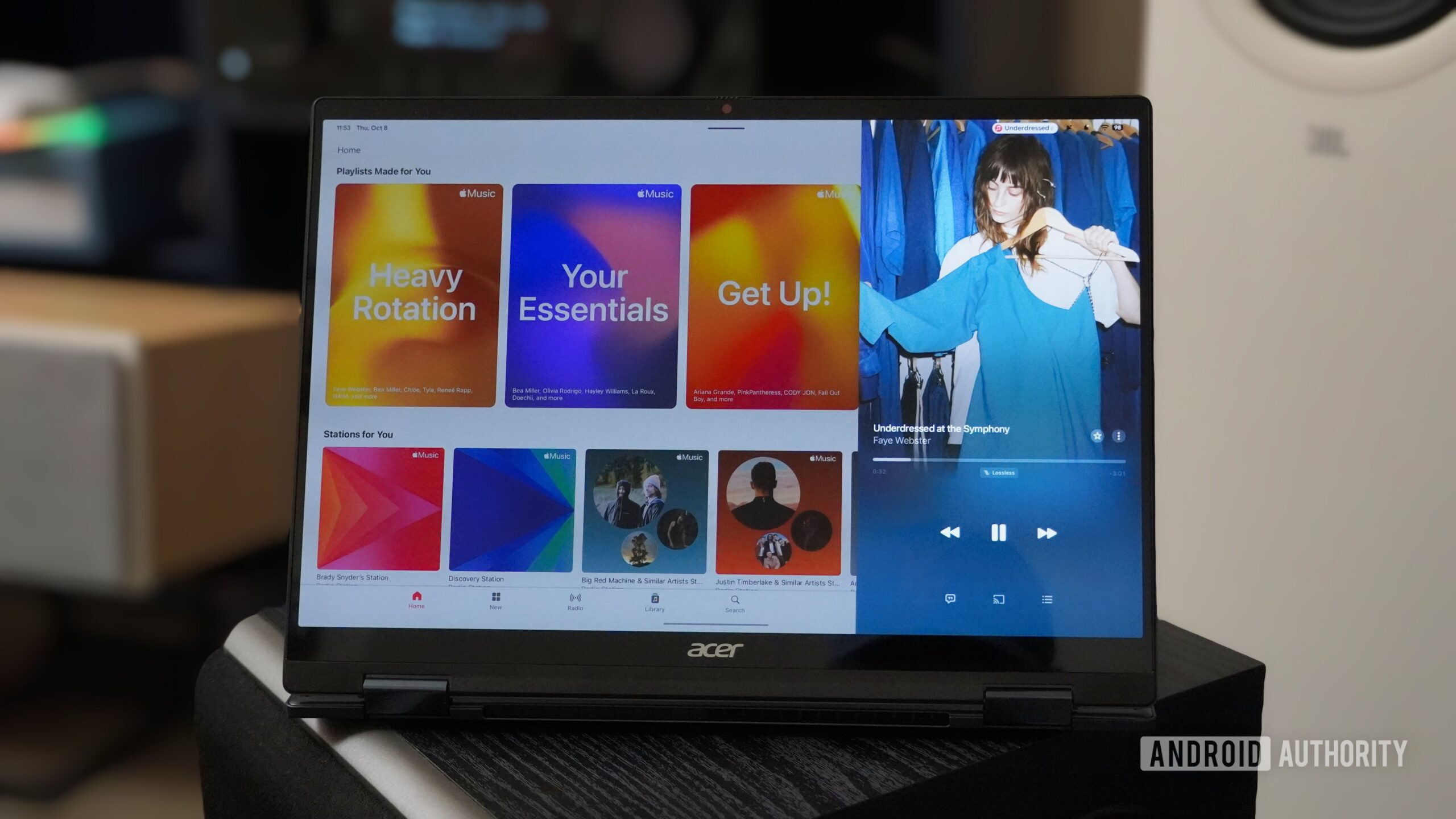 Acer Googlebook 2 Apple Music opened on the Acer Googlebook 14.