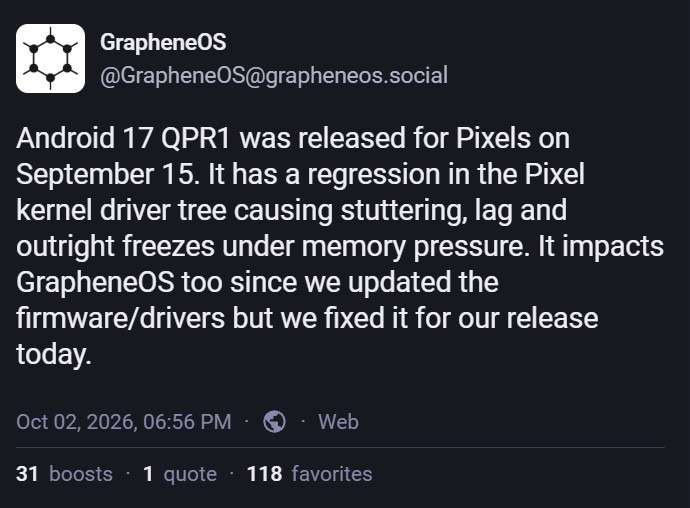 Android 17 QPR1 causes performance regression for Pixel users Android-17-QPR1-causes-performance-regression-for-Pixel-users