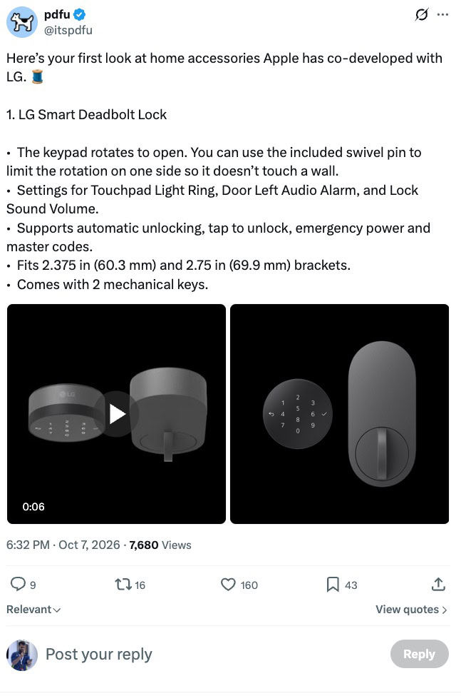Apple x LG smart home accessory leak 1